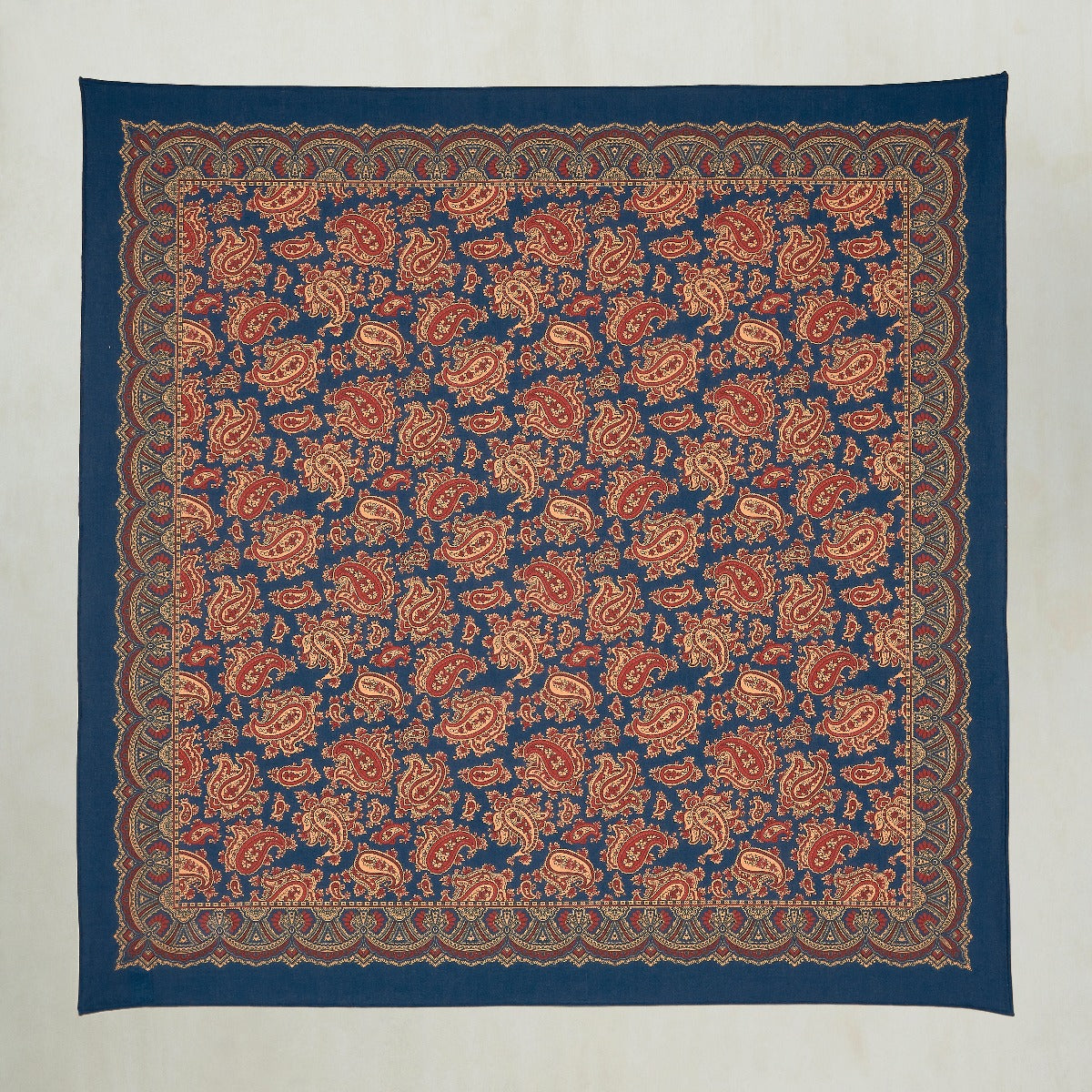 Cotton Paisley Neckerchief In Navy