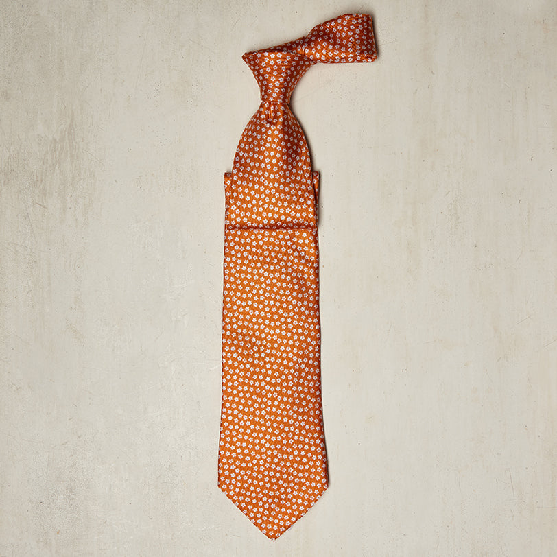 Mini Floral Print Tie In Orange