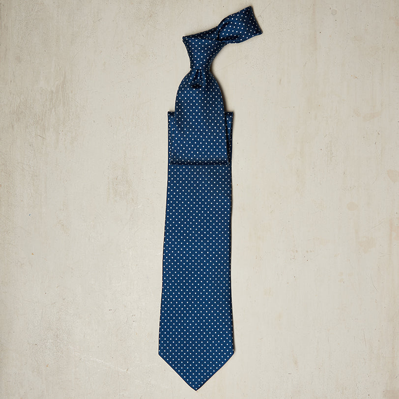 Small Spot Printed Tie In Navy