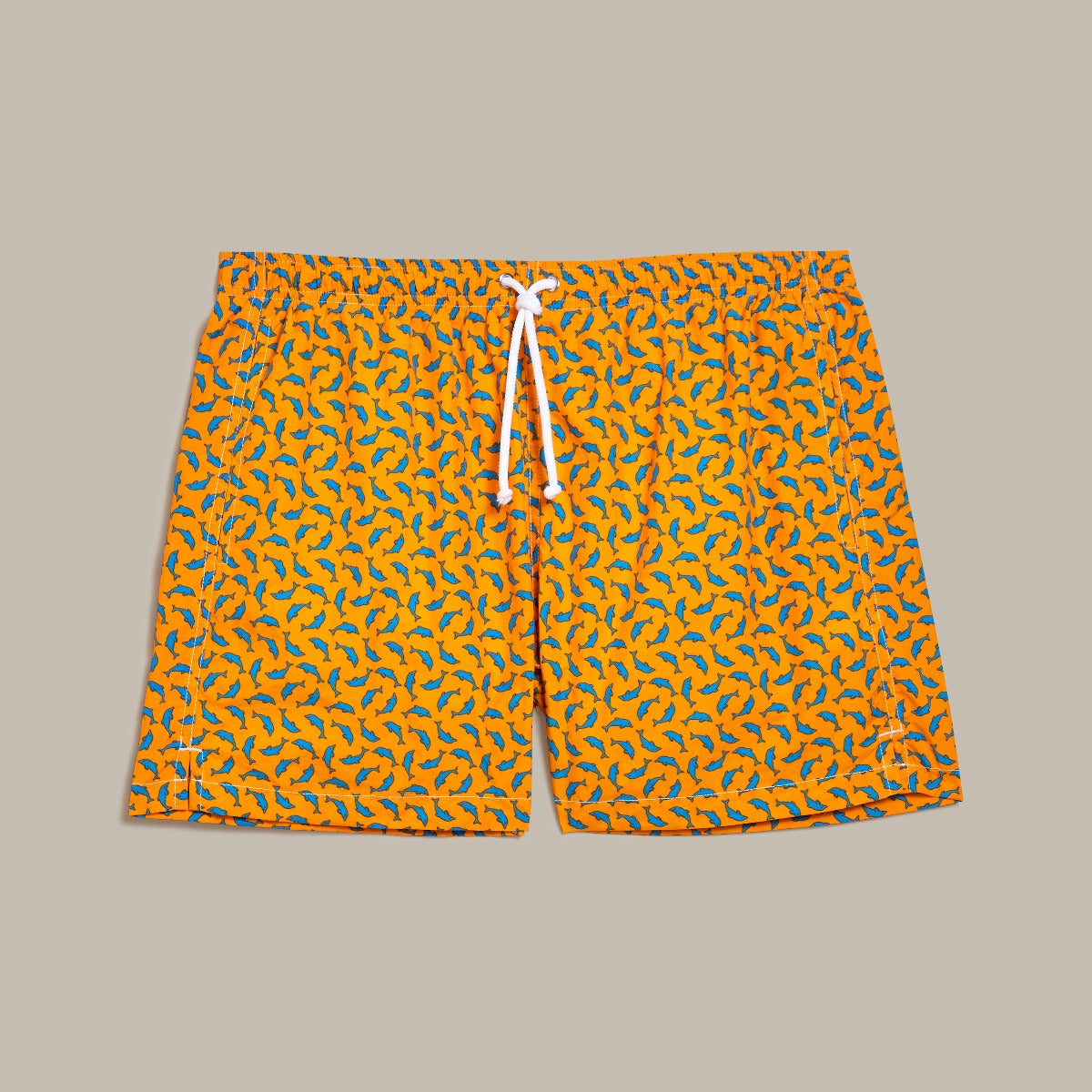 Dolphin Print Swimming Trunks In Yellow