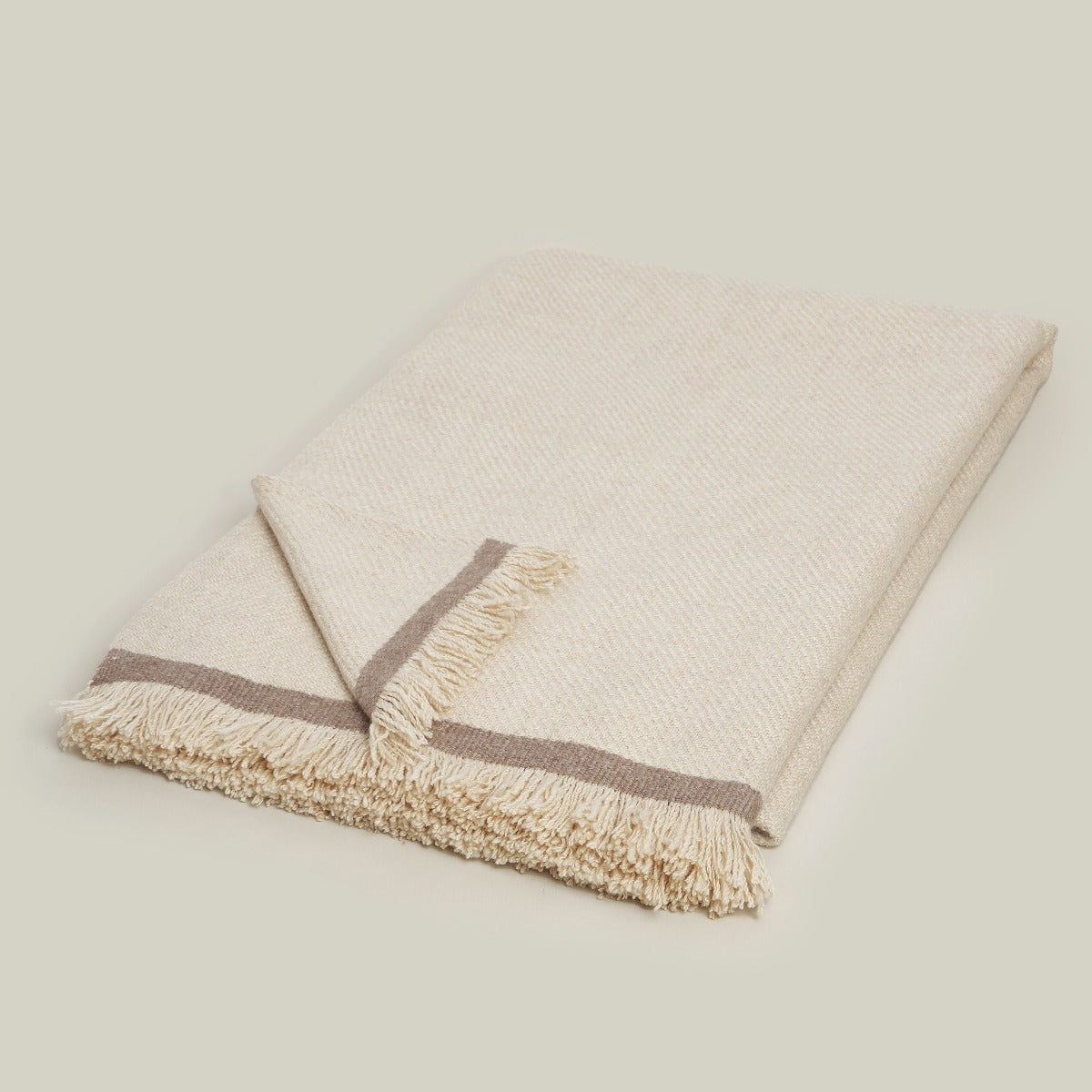 Large Heavy Twill Cashmere Throw In Cream