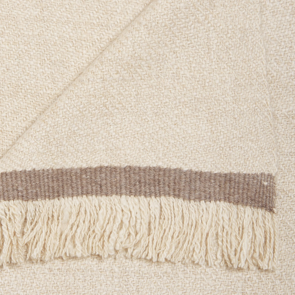 Large Heavy Twill Cashmere Throw In Cream