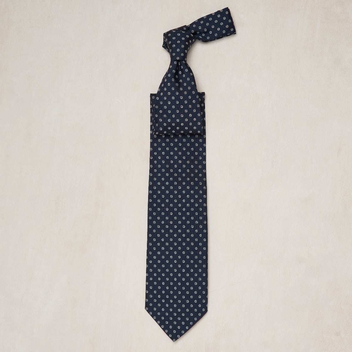 Mini Floral Woven Tie In Navy