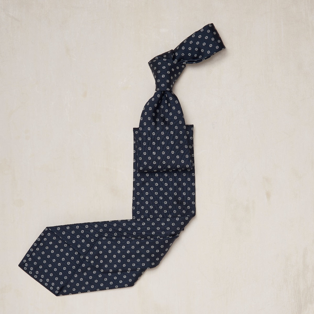 Mini Floral Woven Tie In Navy