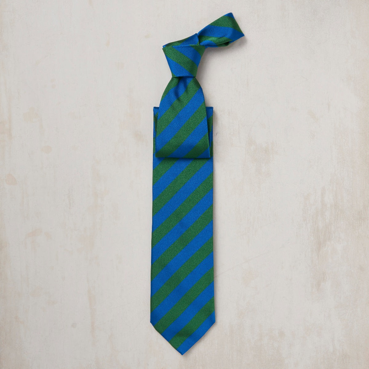 Striped Silk Woven Tie In Green And Blue