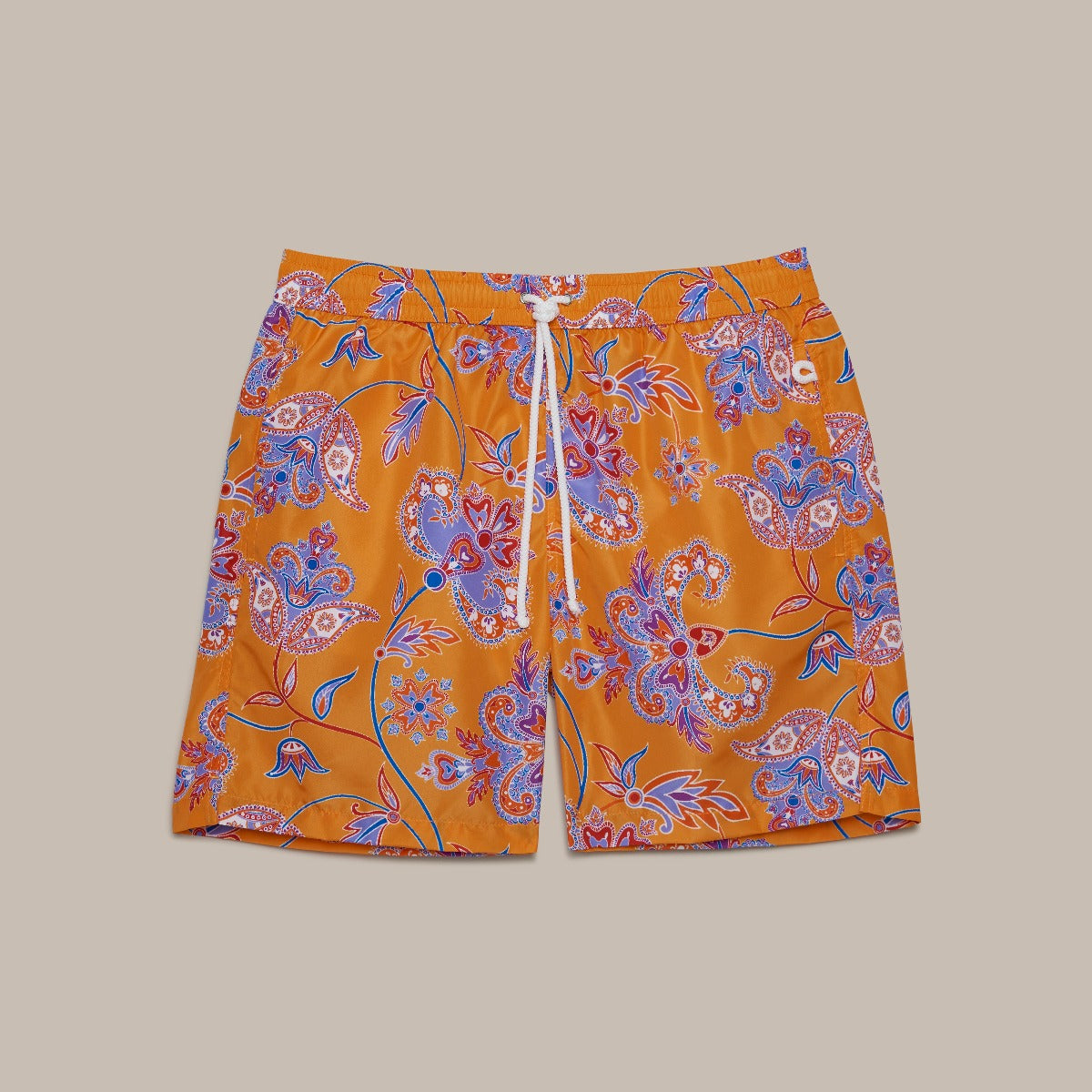 Paisley Print Swimming Shorts In Orange