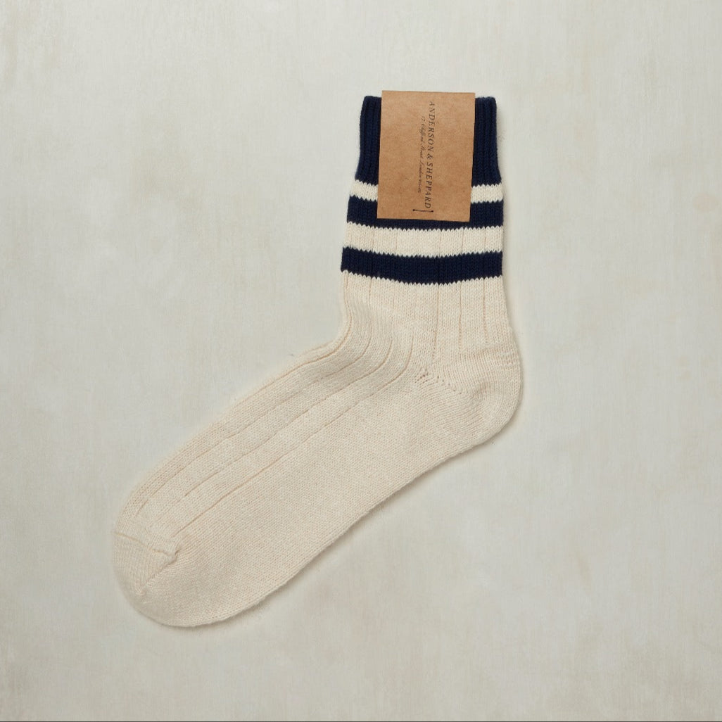 Cotton Striped Socks In Navy