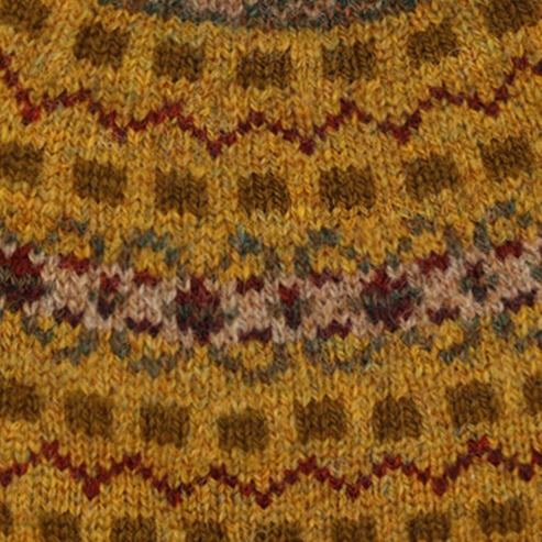 Fair Isle Knitted Beanie Hat In Mustard