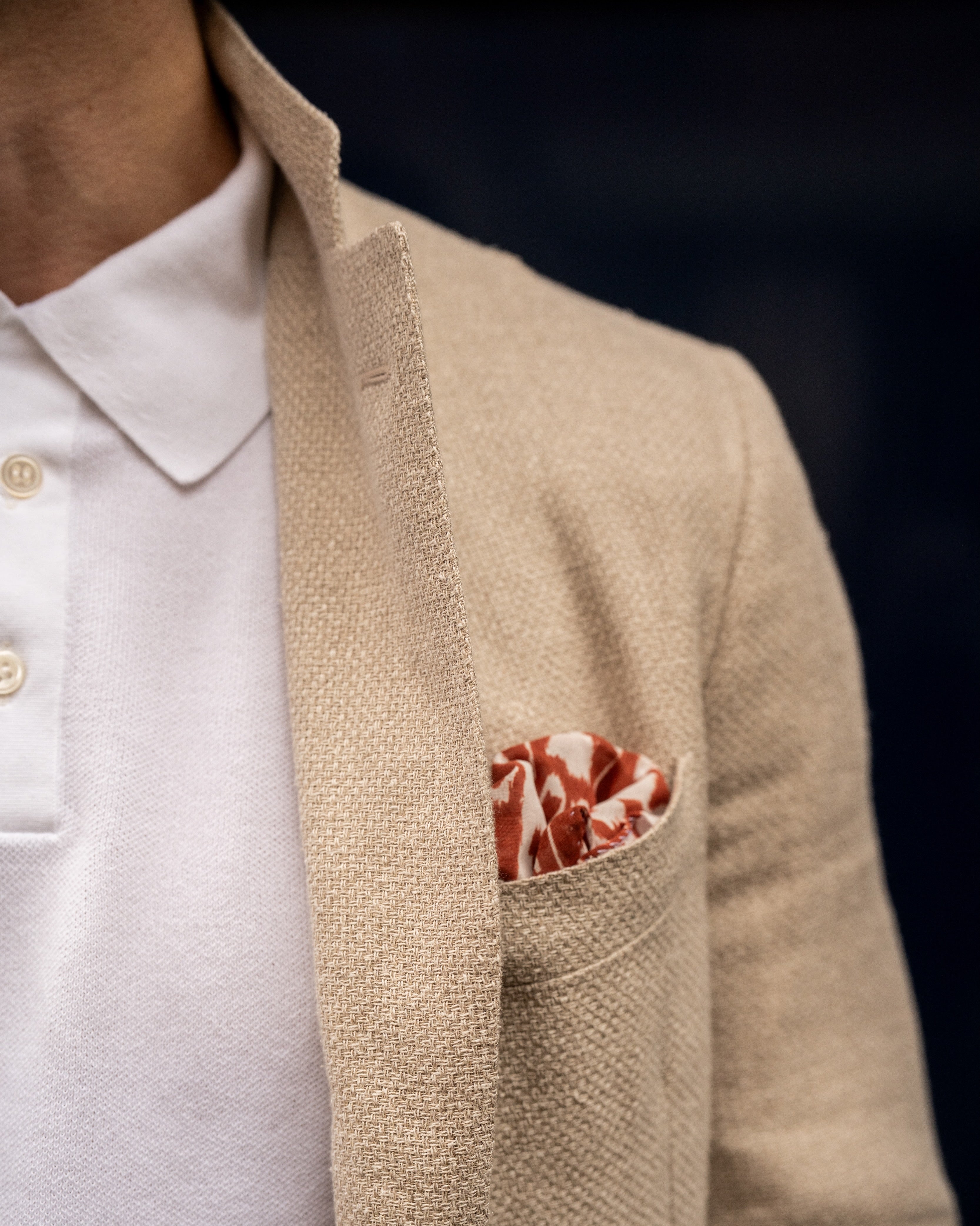 Single Breasted Unstructured Wool and Silk Jacket in Ivory