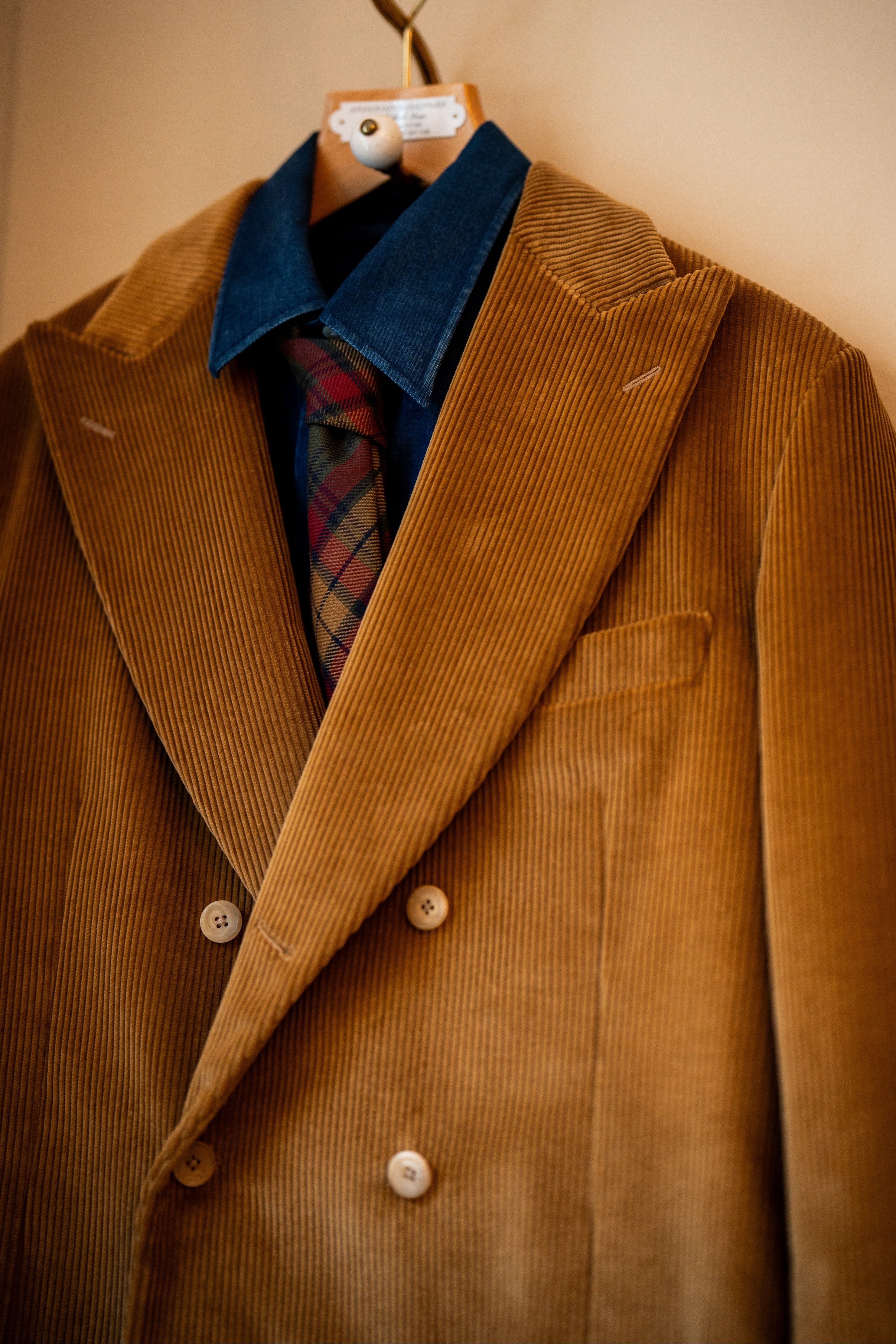 Double Breasted Corduroy Unstructured Jacket in Honey