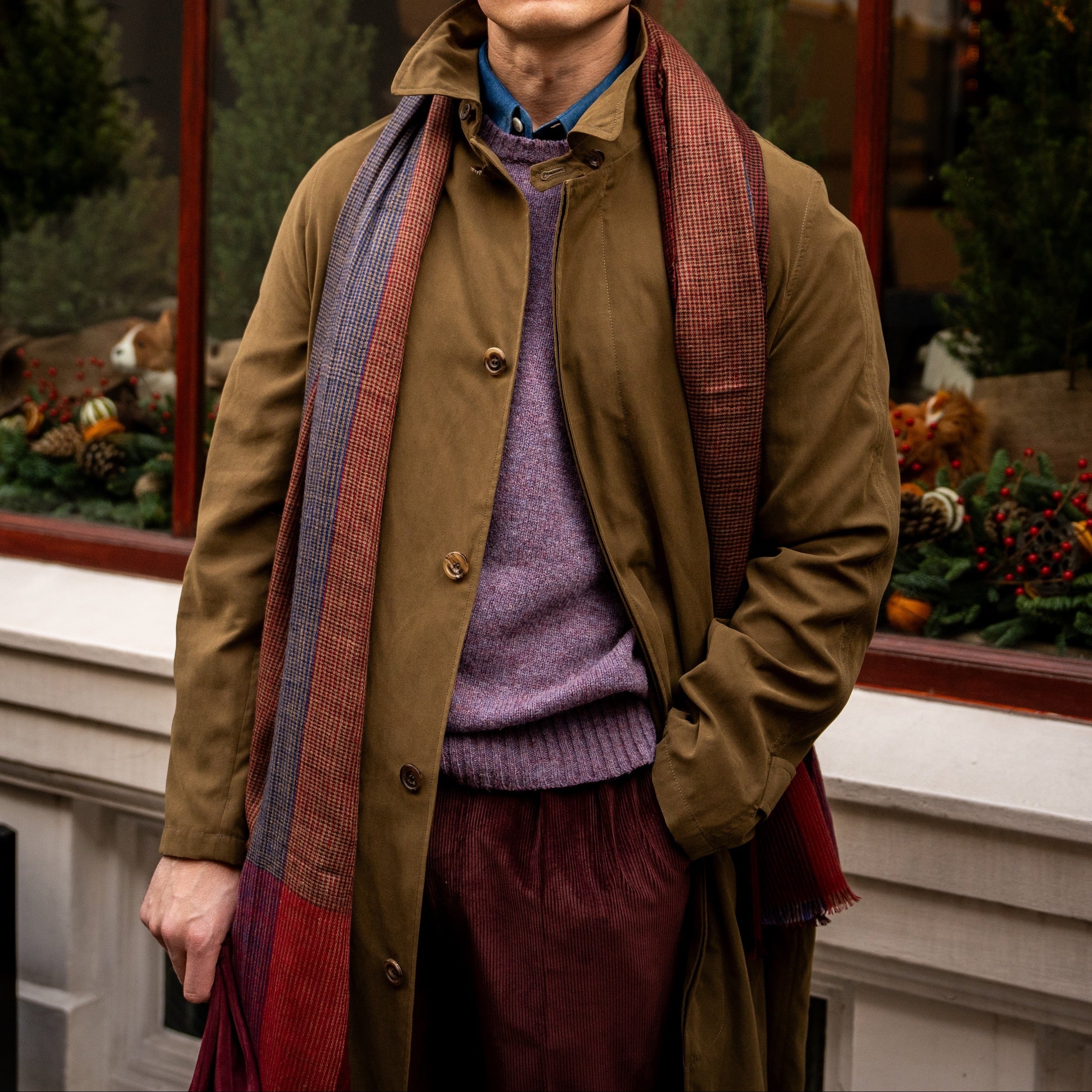 Long Microfibre Raincoat In Khaki