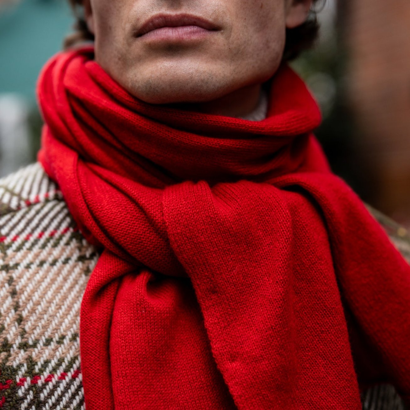 Cashmere Knitted Scarf In Red