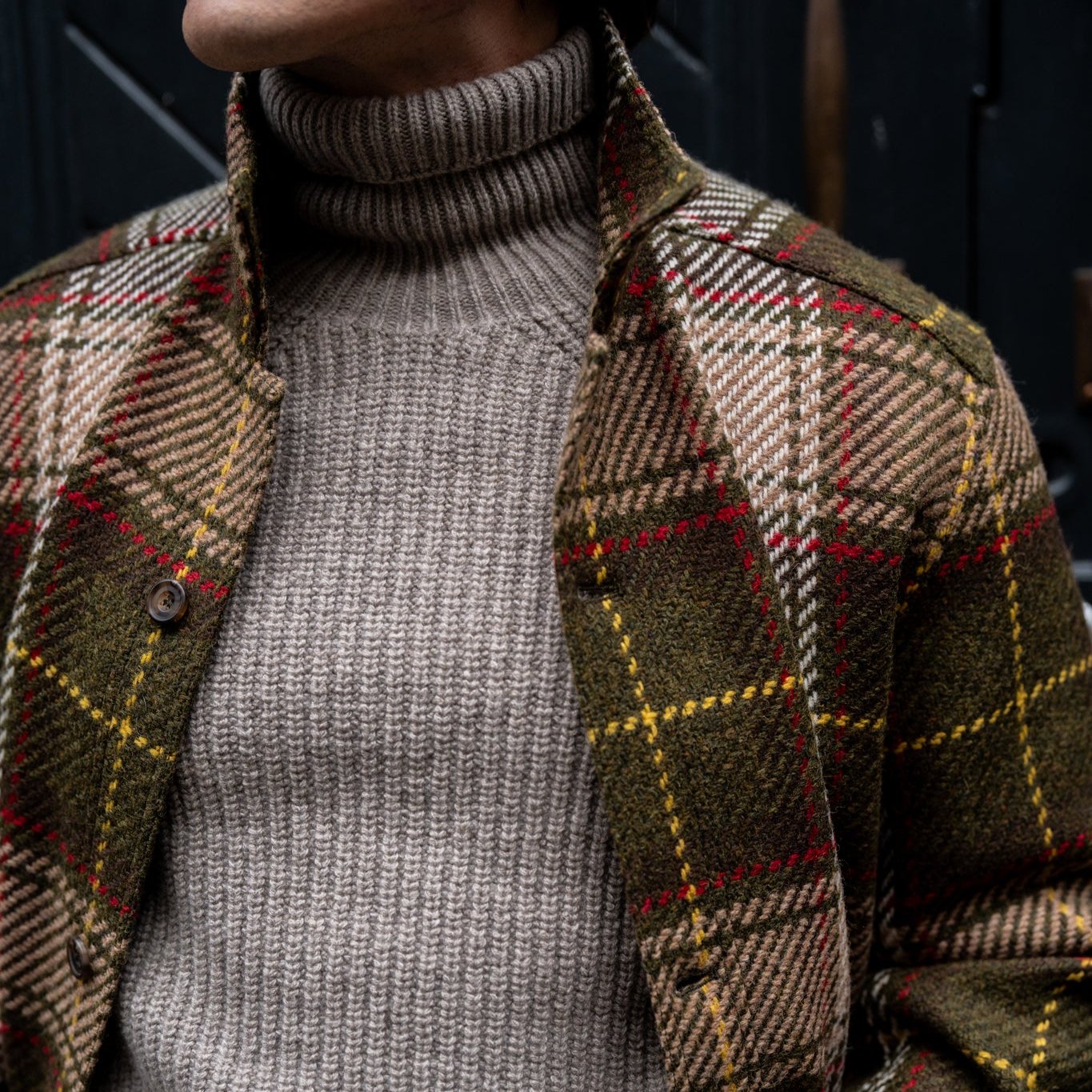 Artisan Woven Tartan Jacket in Moss