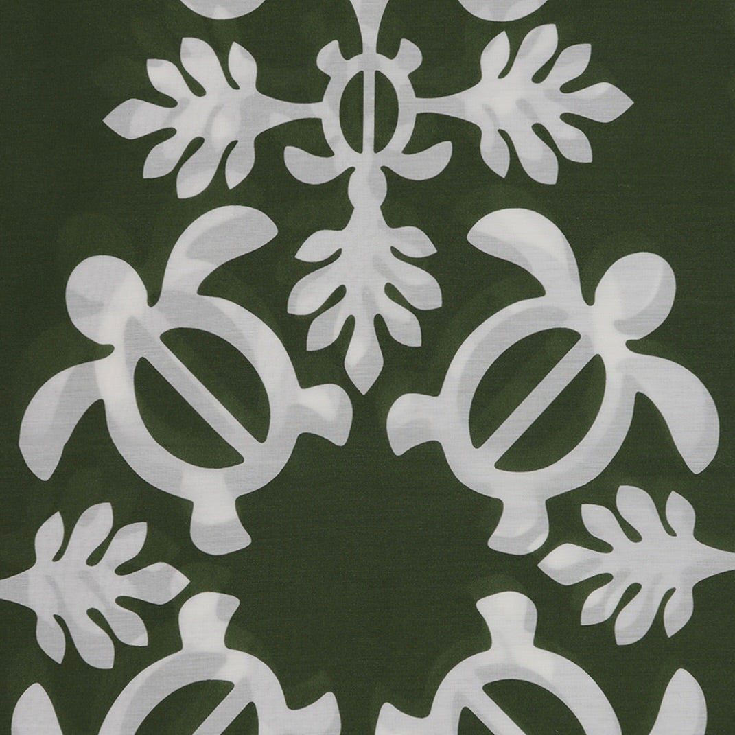 Cotton and Silk Turtle Print Neckerchief in Green