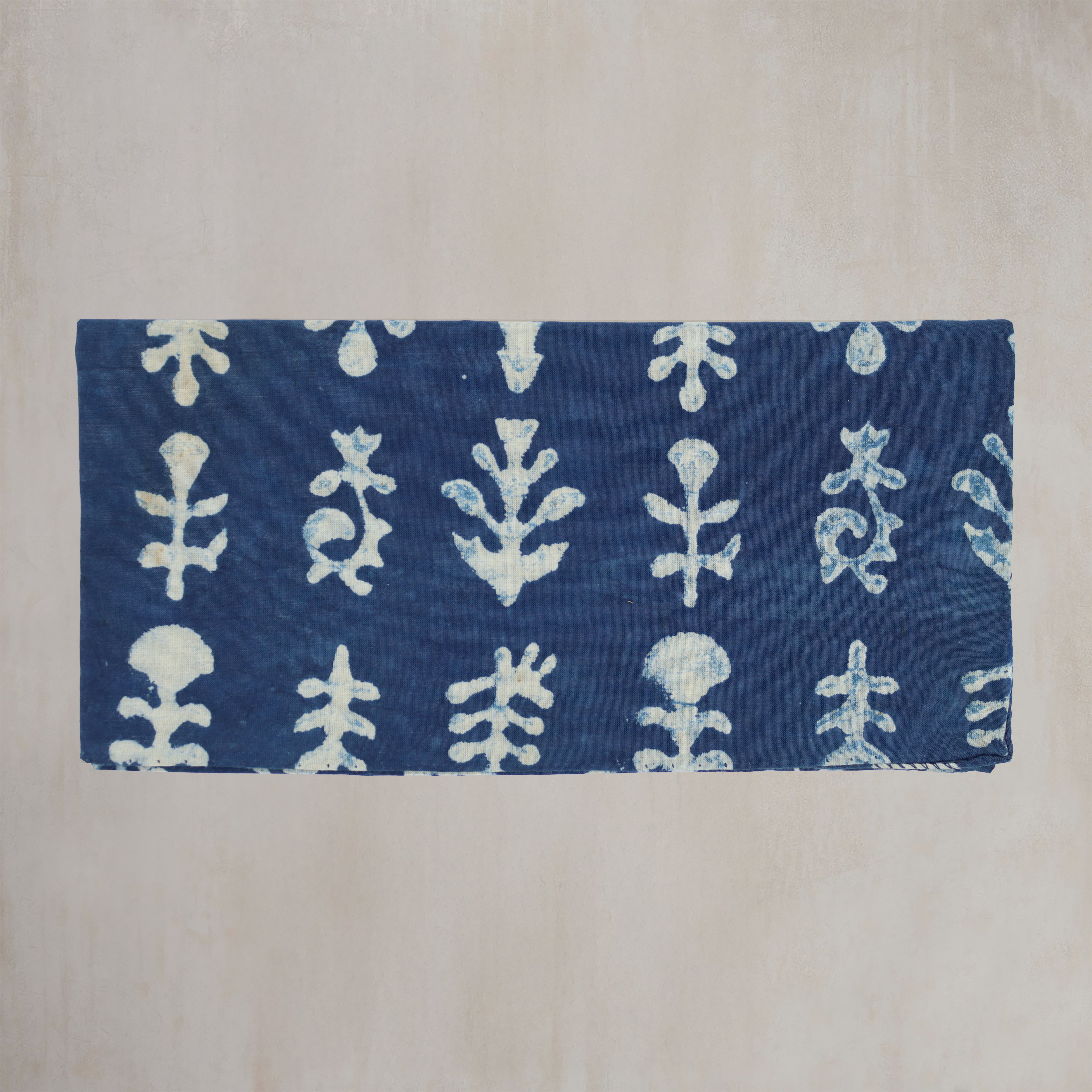 Block Printed by Hand Neckerchief In Indigo and White