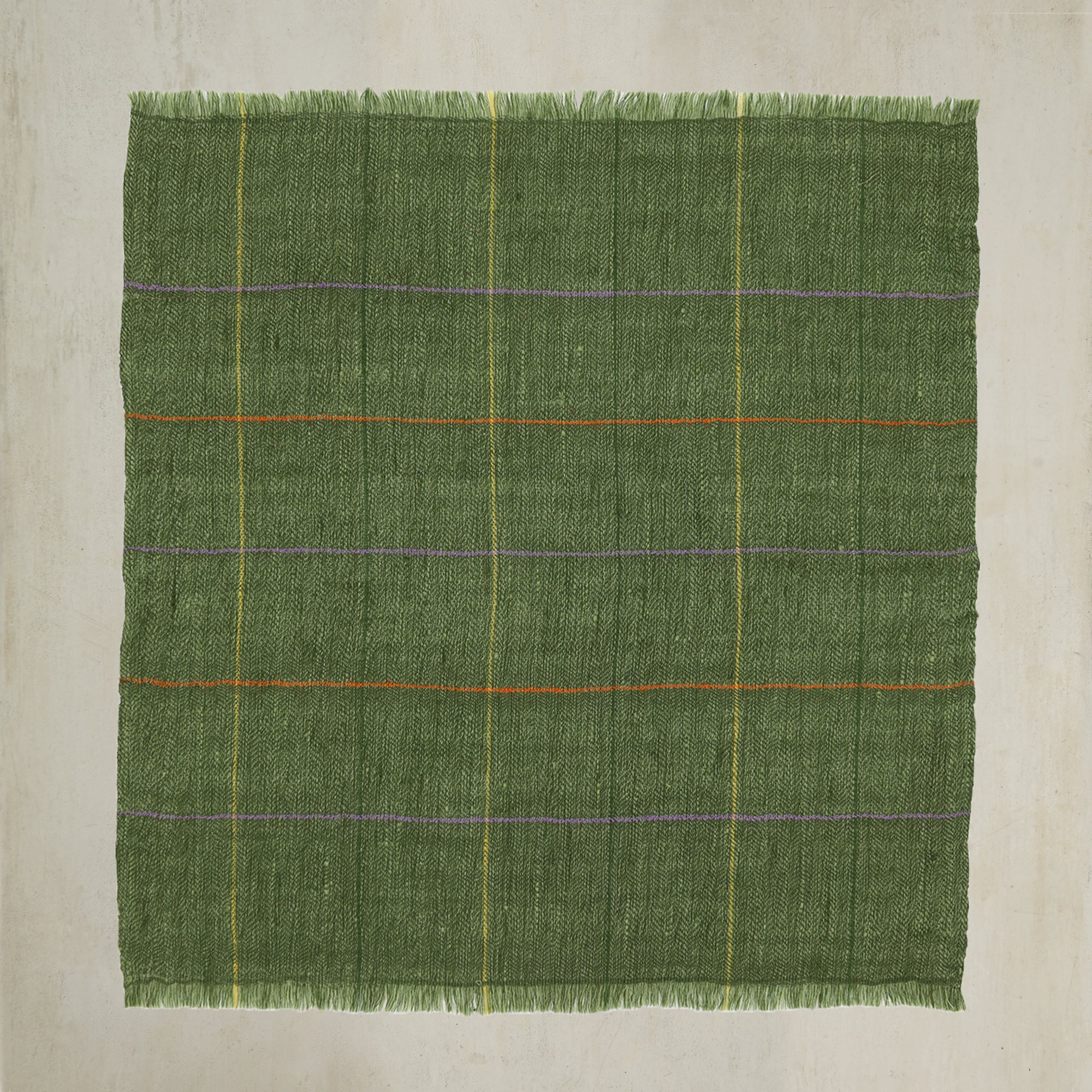 Check Cashmere Pocket Square in Green and Lilac