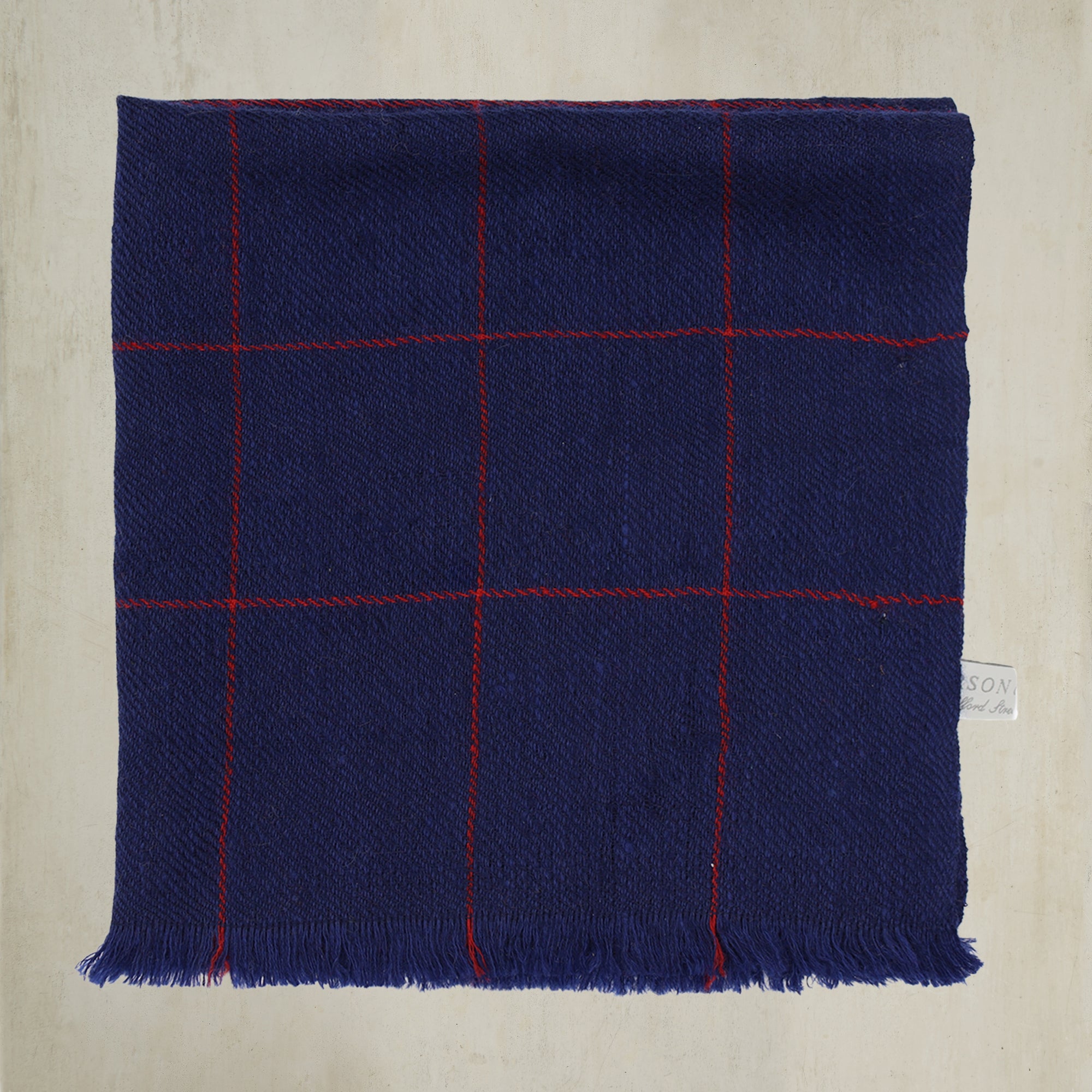 Check Cashmere Pocket Square in Navy and Red