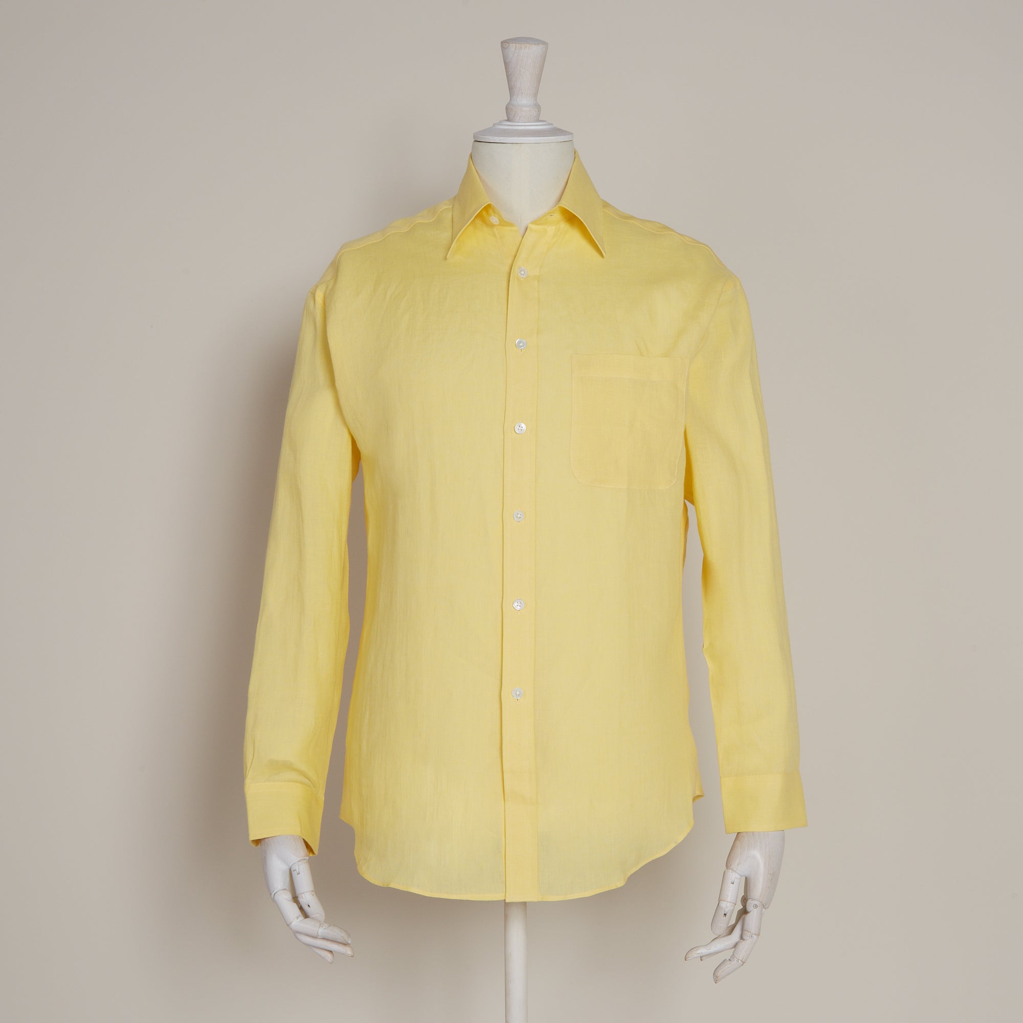 Classic Fit Linen Shirt In Yellow