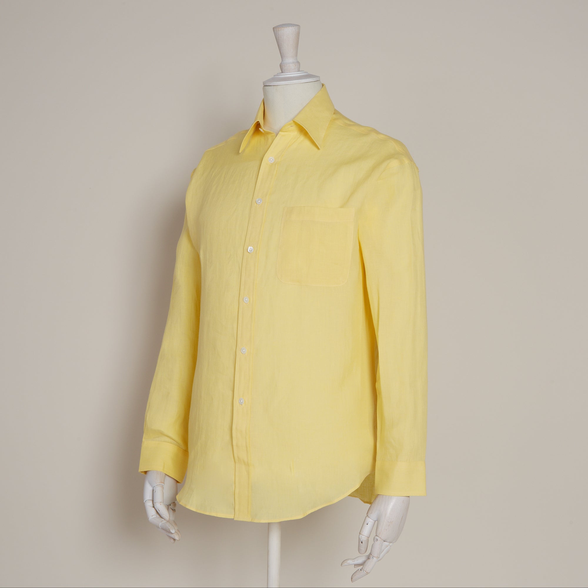 Classic Fit Linen Shirt In Yellow