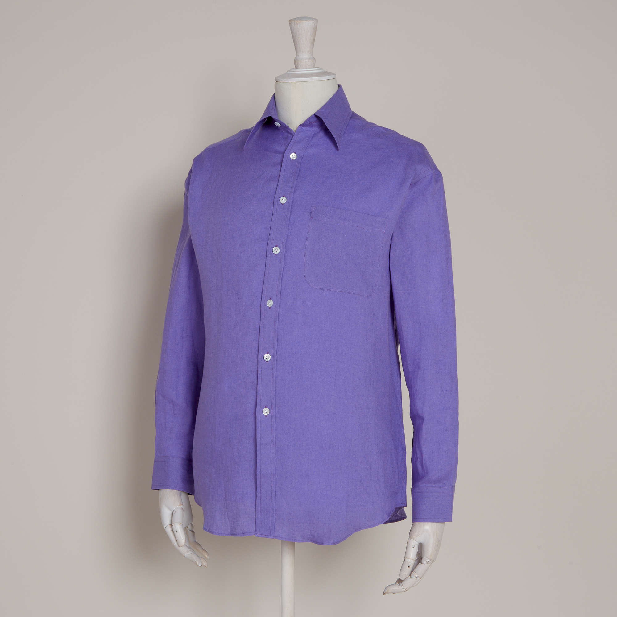 Classic Fit Linen Shirt In Lilac