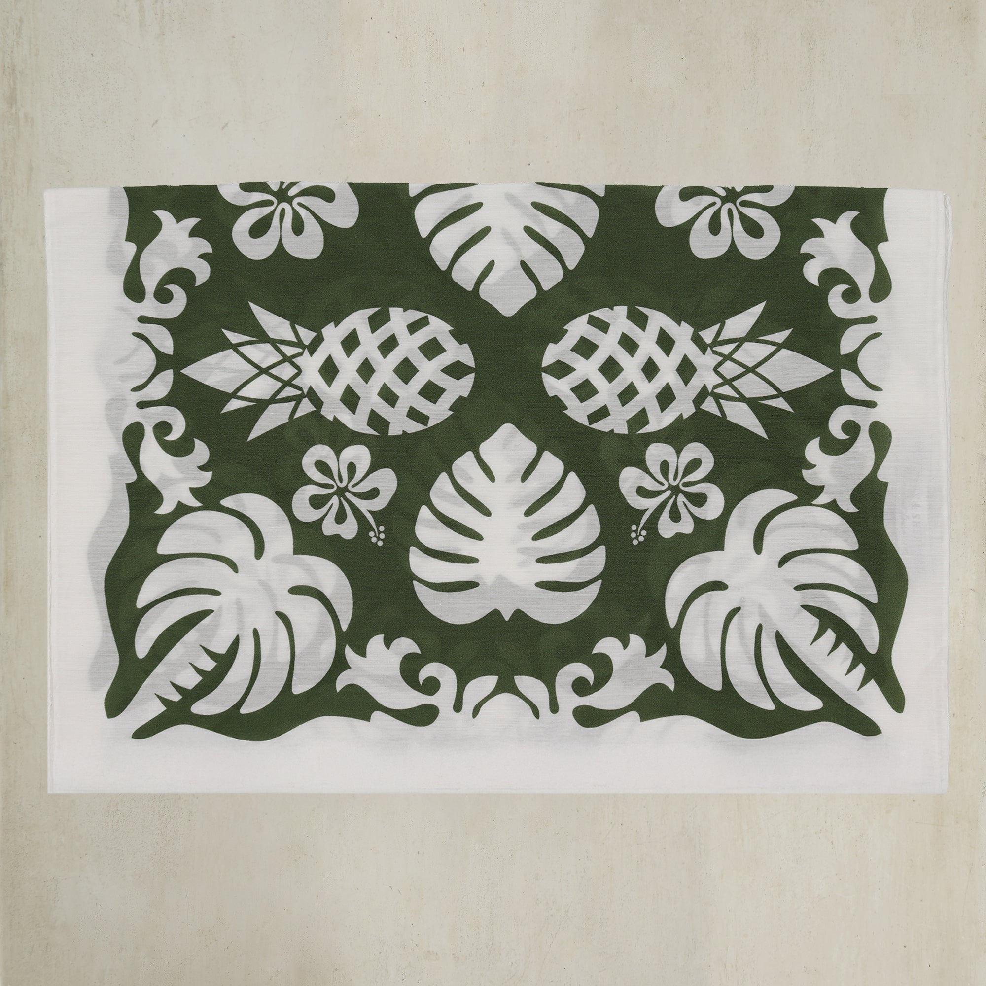 Cotton And Silk Pineapple Print Scarf in Green