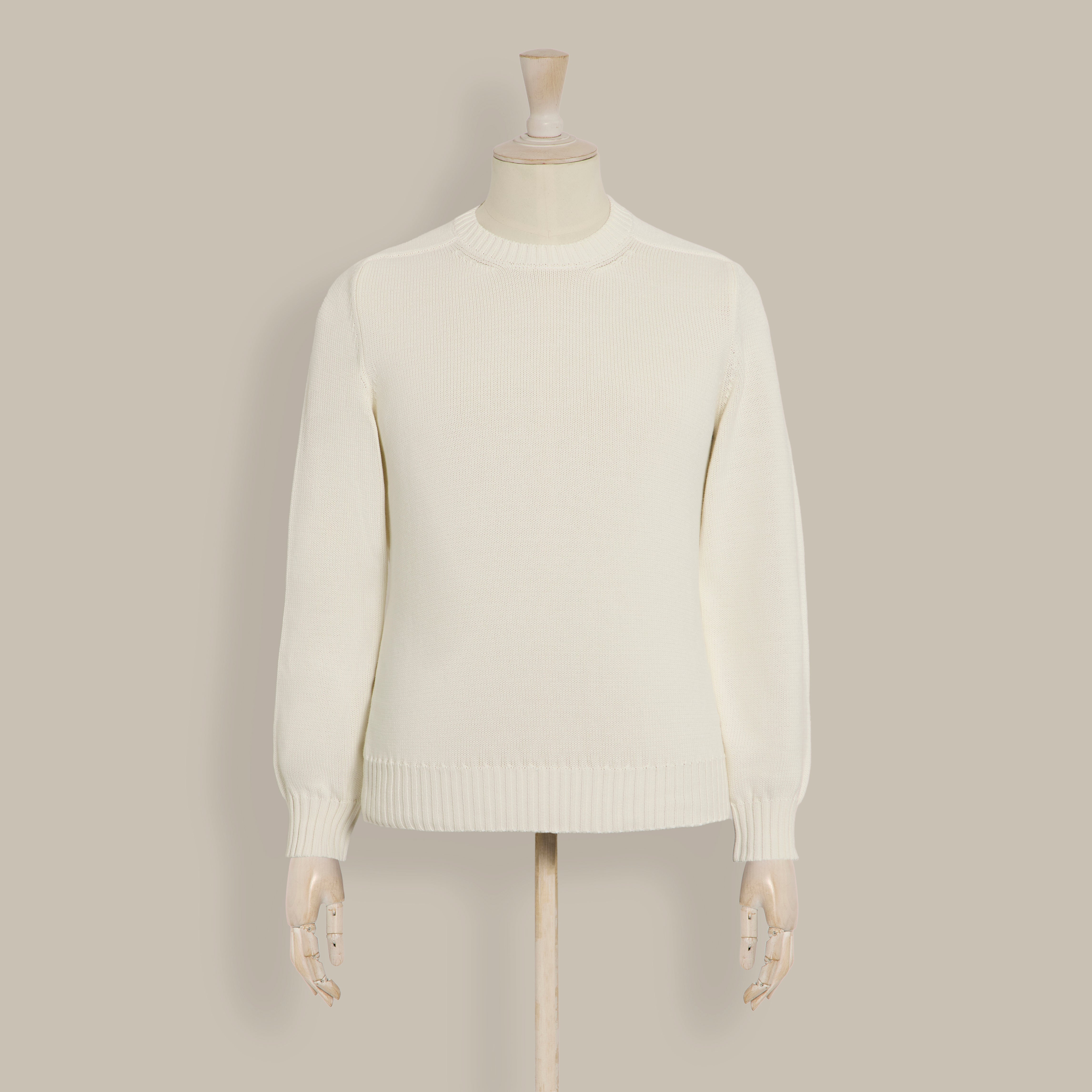 Cotton Crew Neck Sweater in Cream