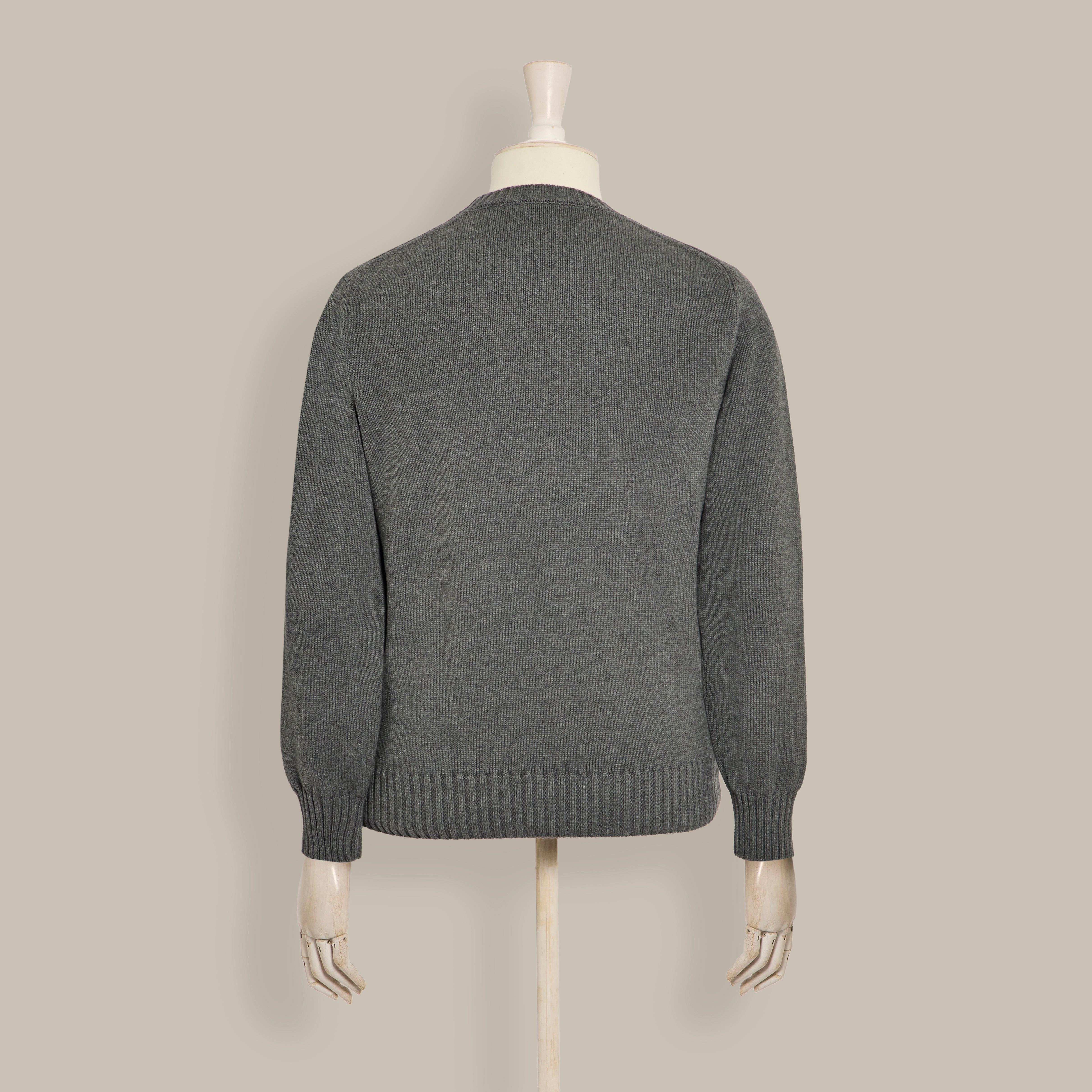Cotton Crew Neck Sweater in Grey