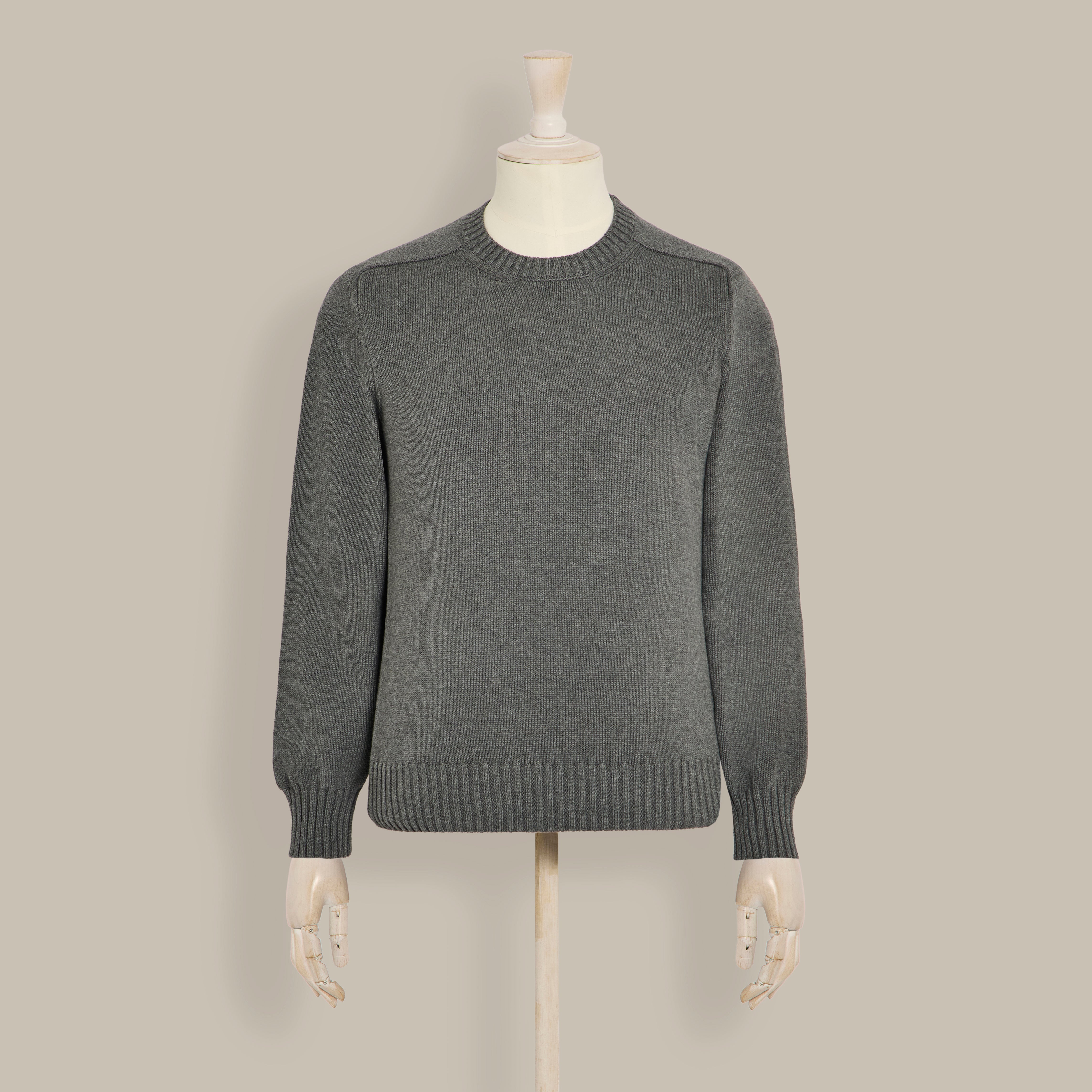 Cotton Crew Neck Sweater in Grey