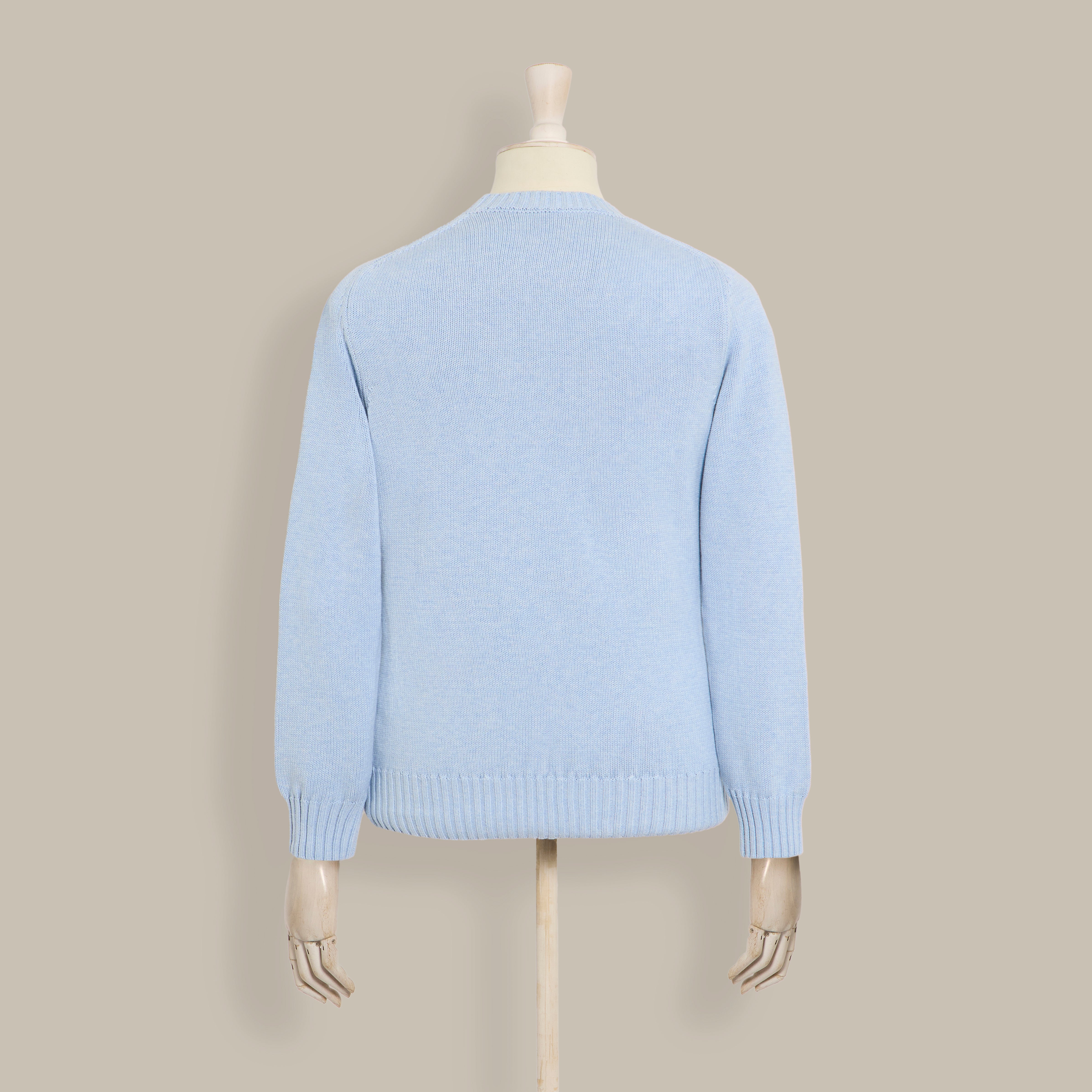 Cotton Crew Neck Sweater in Light Sky