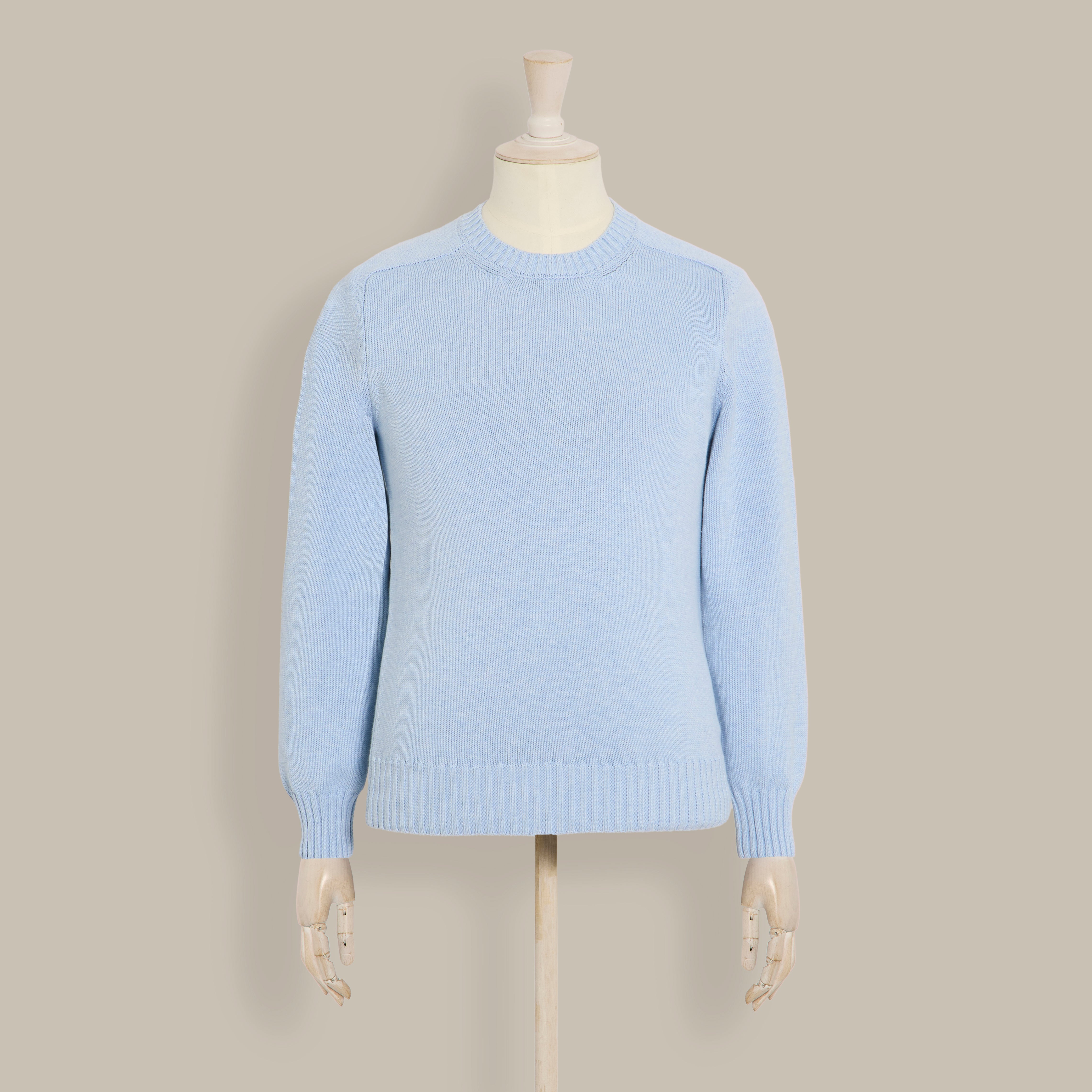Cotton Crew Neck Sweater in Light Sky