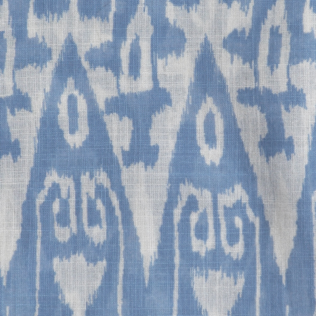 Cotton Ikat Pocket Square in Sky and White