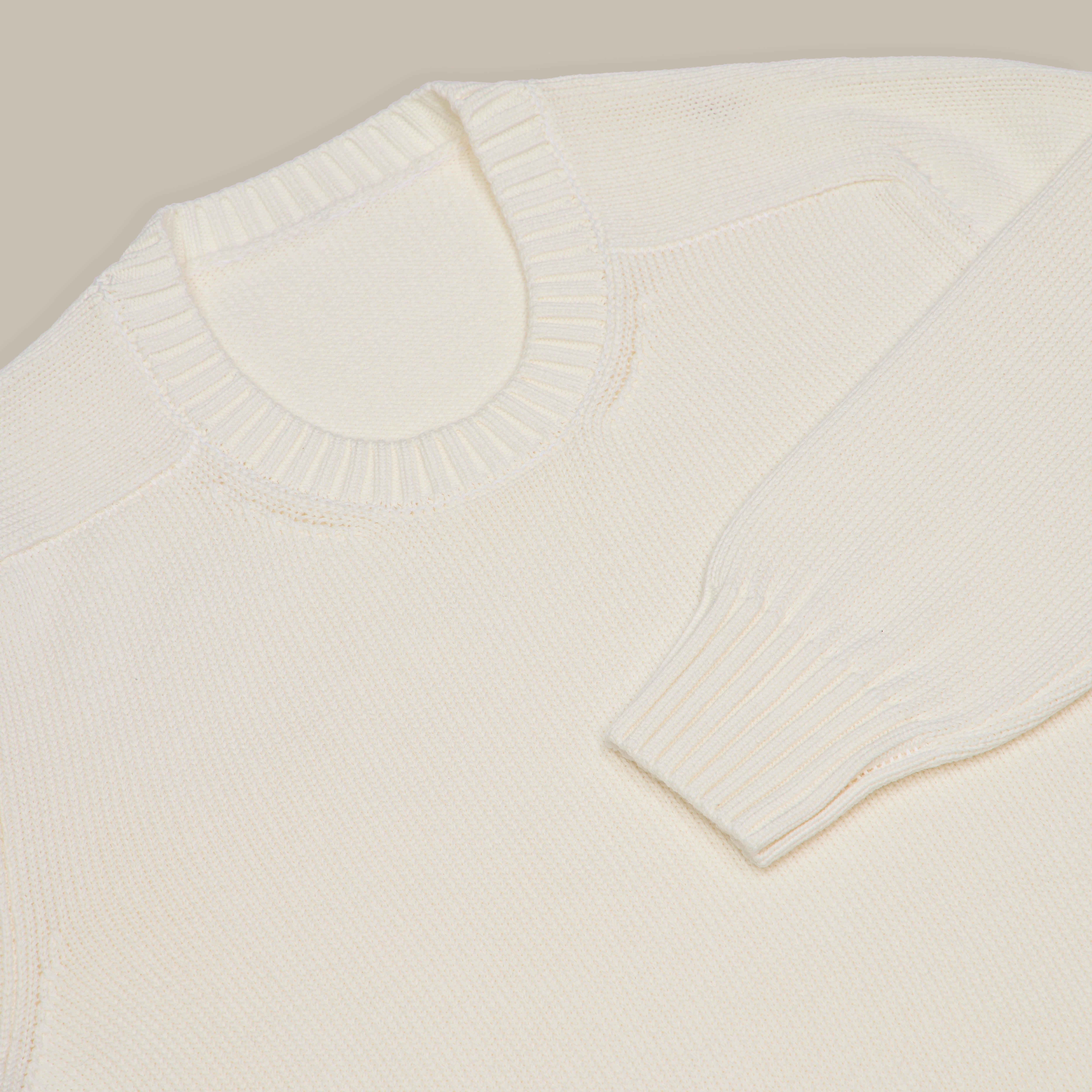 Cotton Crew Neck Sweater in Cream