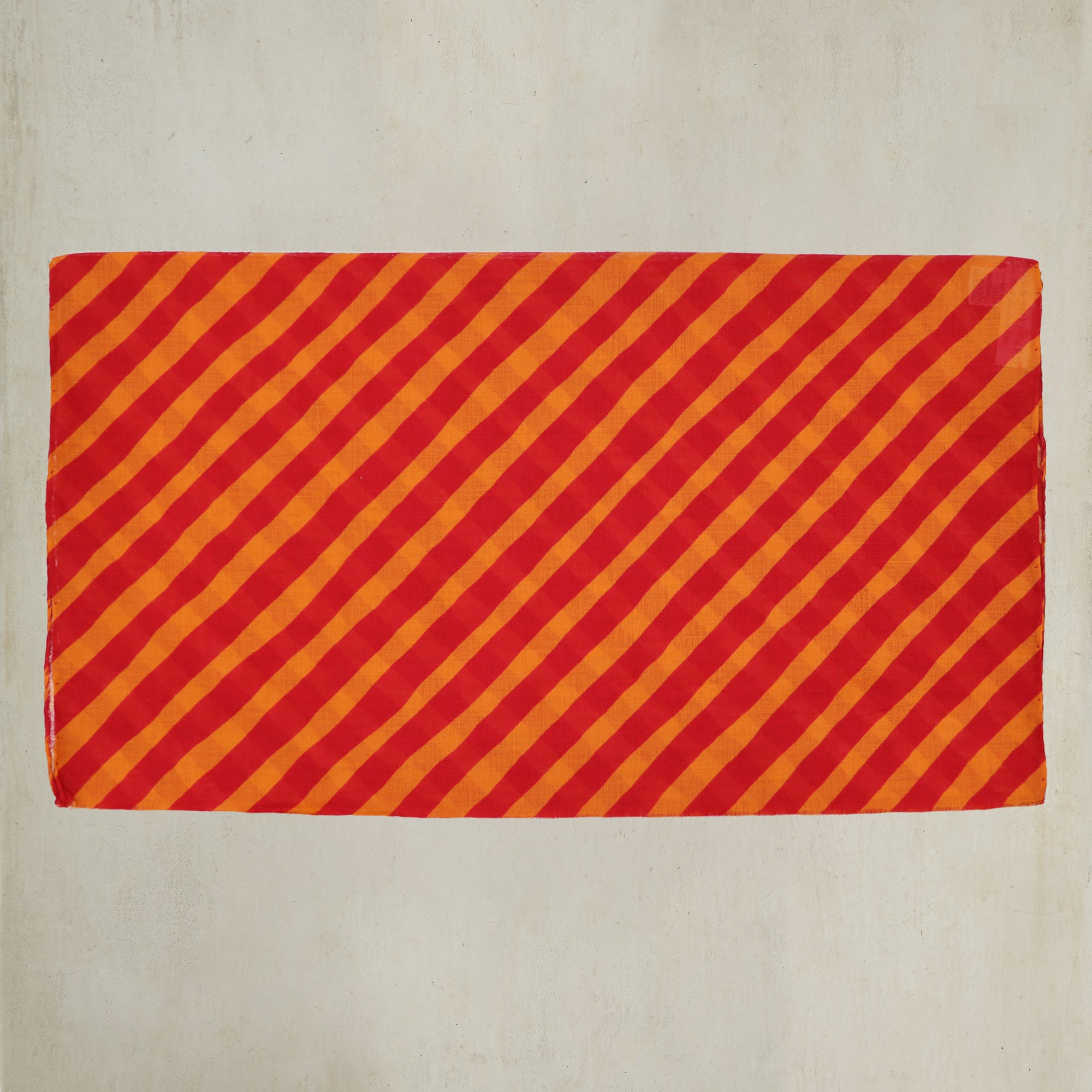 Diagonal Print Small Cotton Scarf in Red