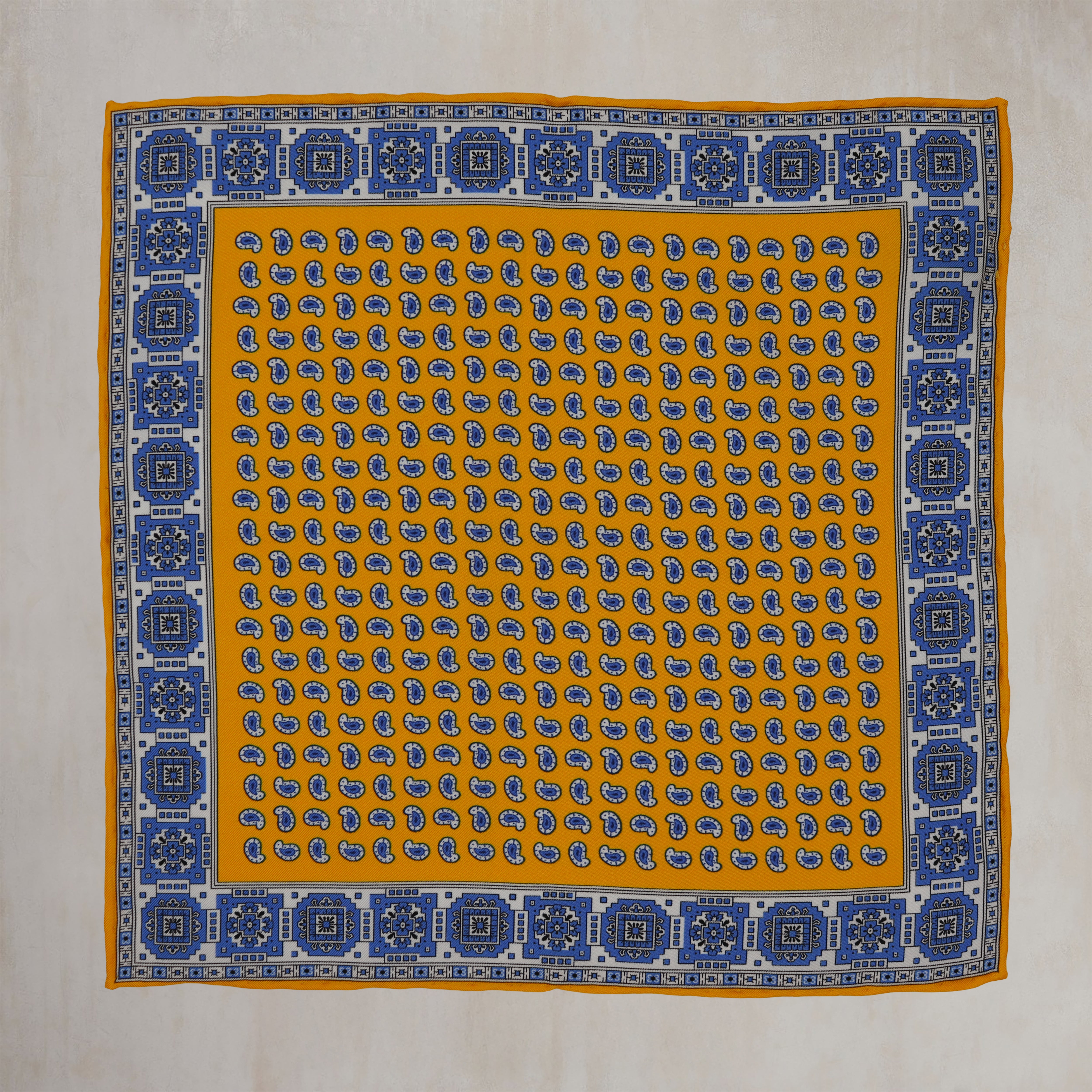 Edged Paisley Pocket Square in Yellow