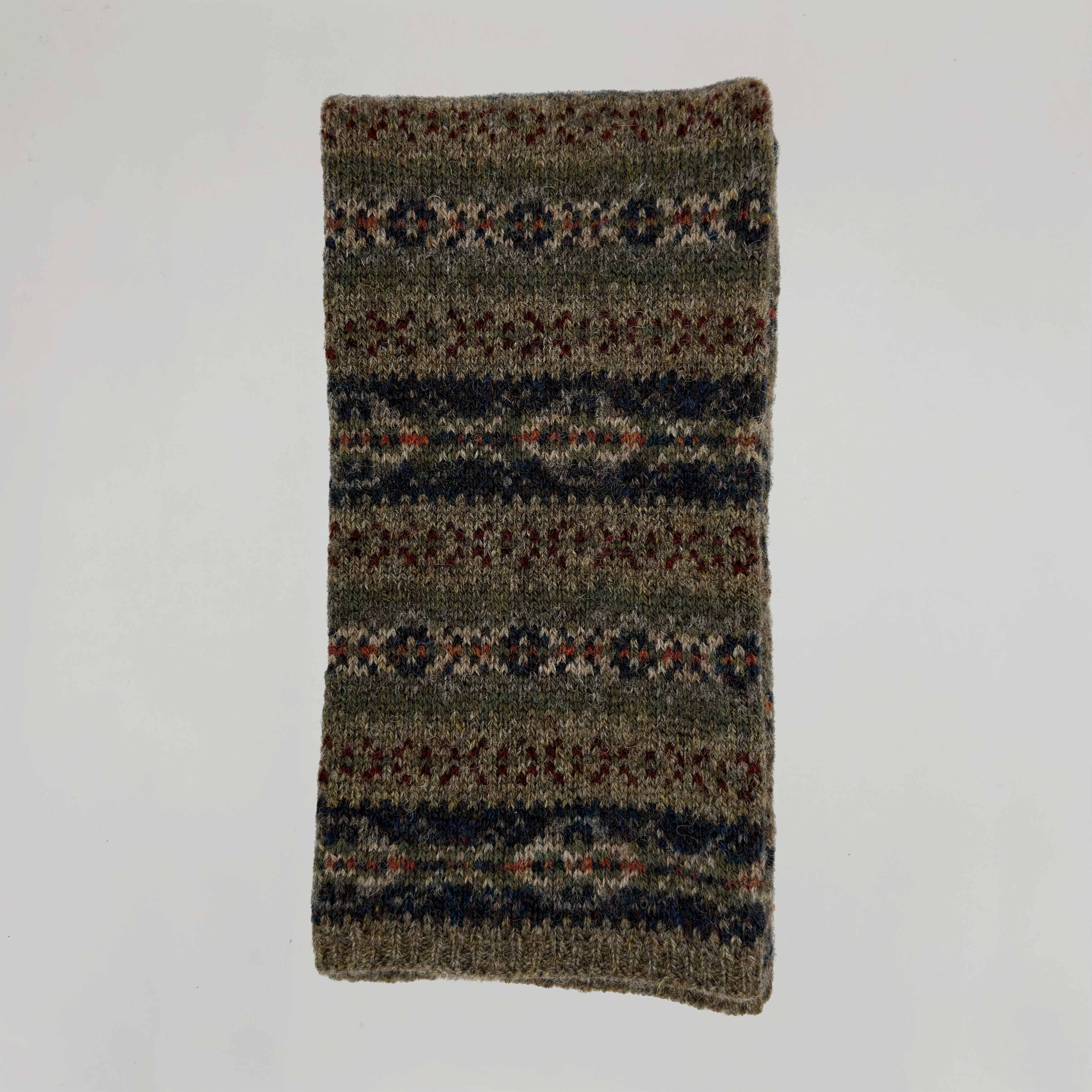 Fair Isle Knitted Scarf in Light Brown