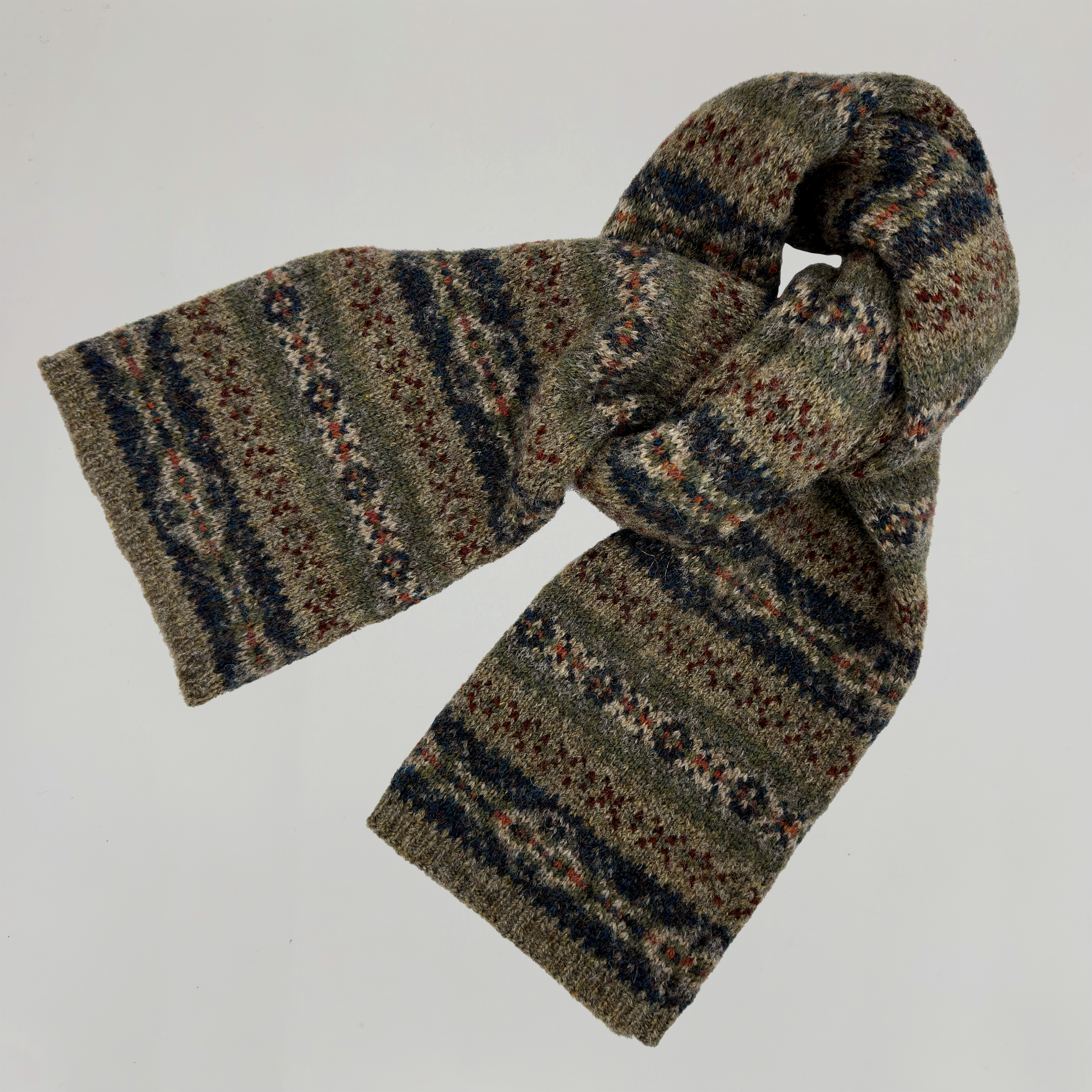 Fair Isle Knitted Scarf in Light Brown