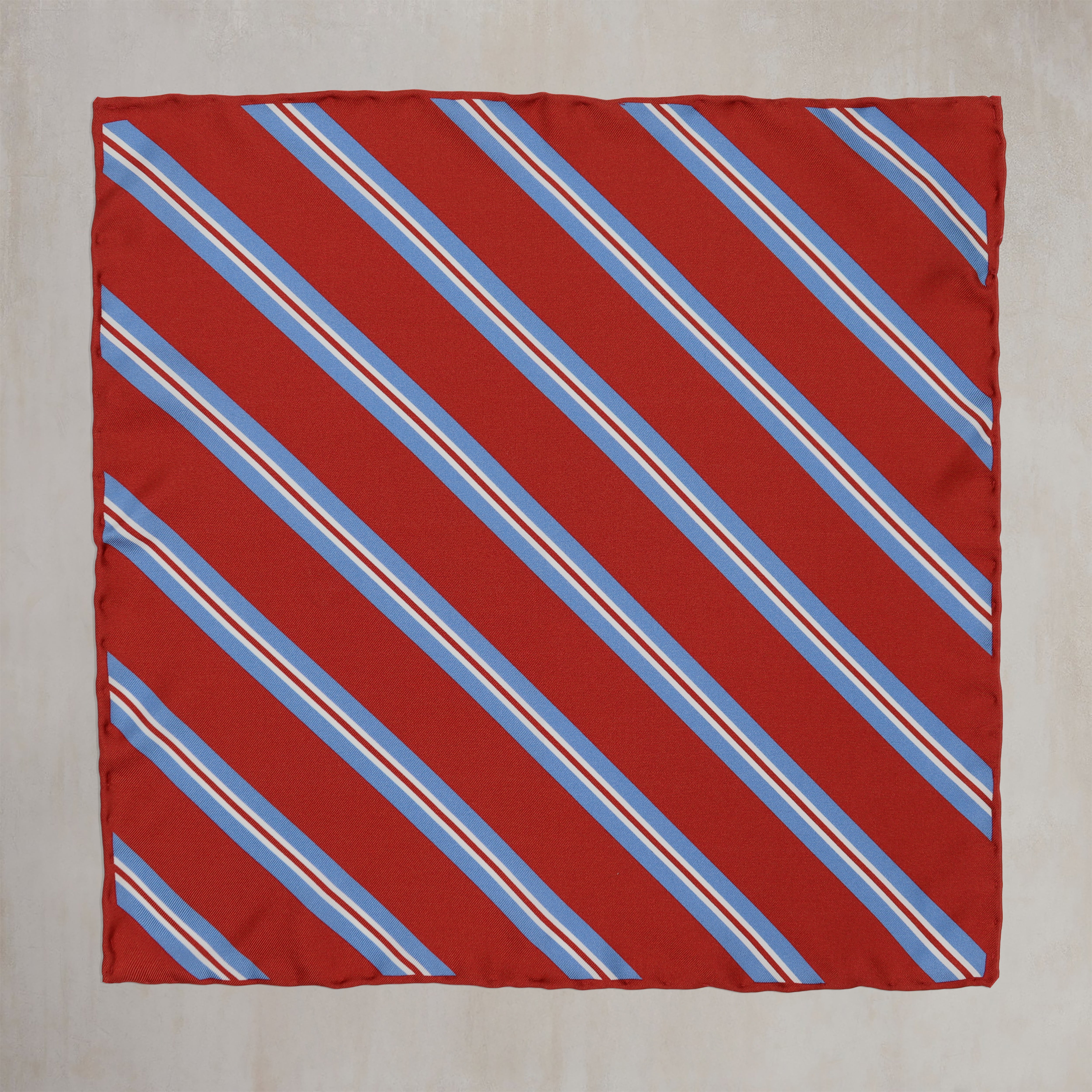 Geometric Stripe Pocket Square in Red