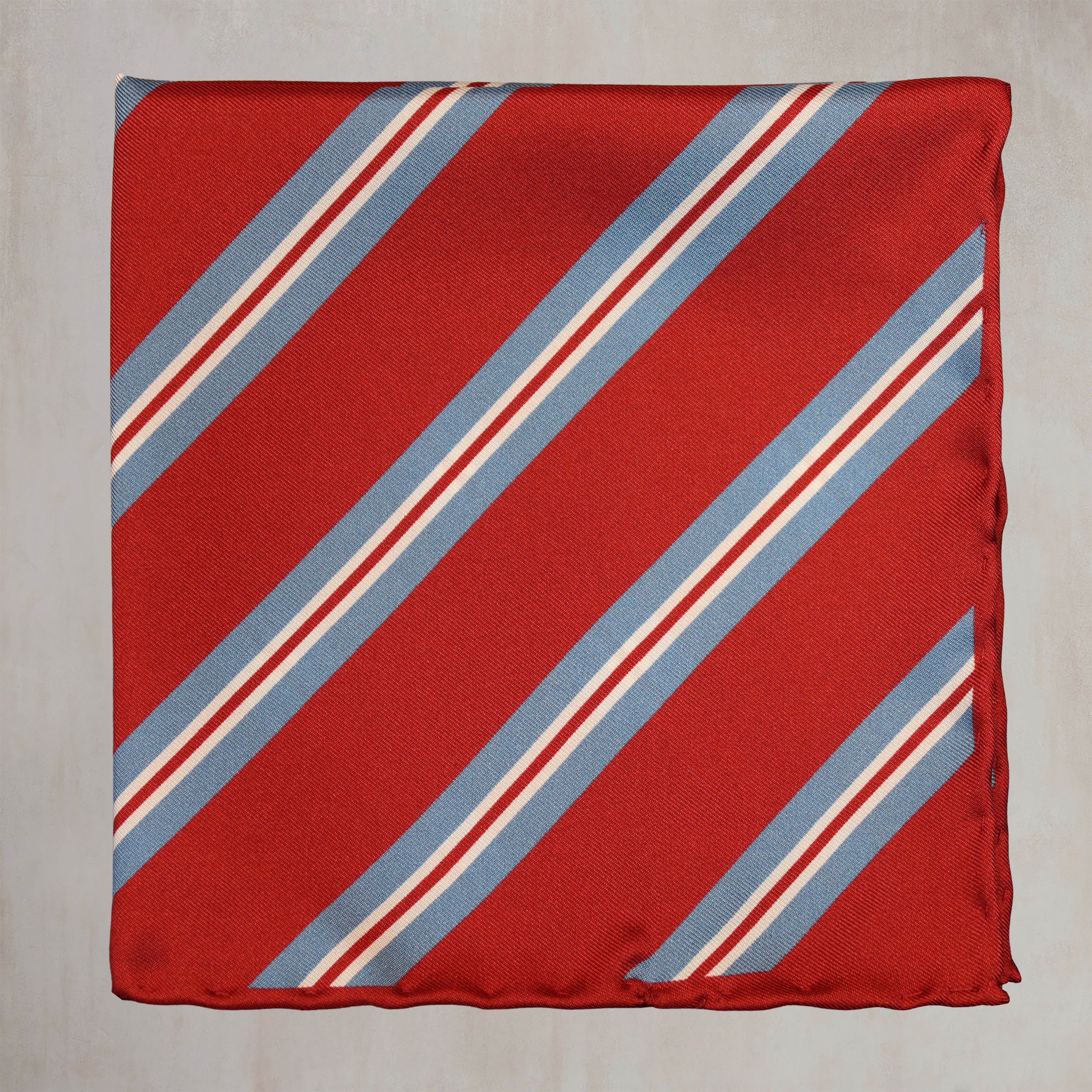 Geometric Stripe Pocket Square in Red