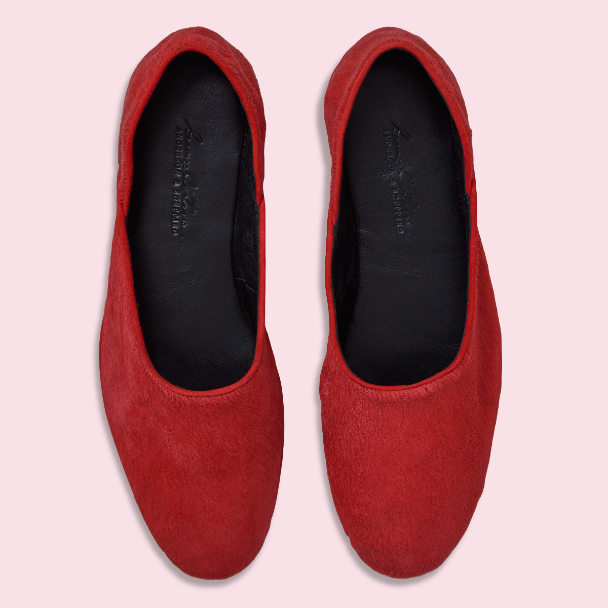 George Cortina For Anderson & Sheppard Plain Pony Hair Slippers In Dark Red