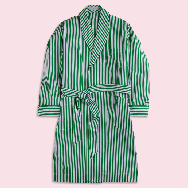 George Cortina For Anderson & Sheppard Striped Robe in Green