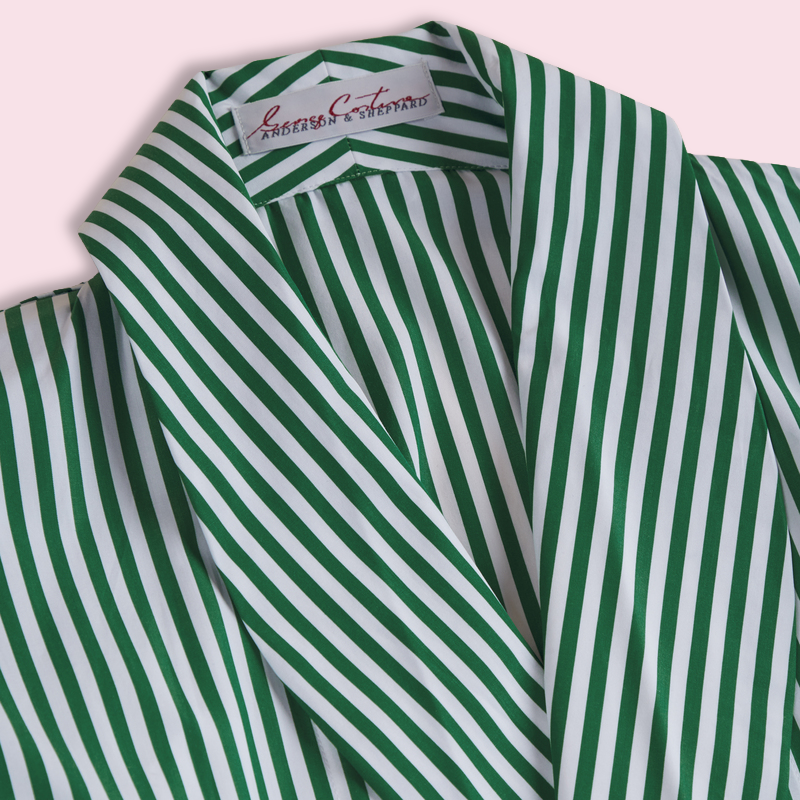 George Cortina For Anderson & Sheppard Striped Robe in Green