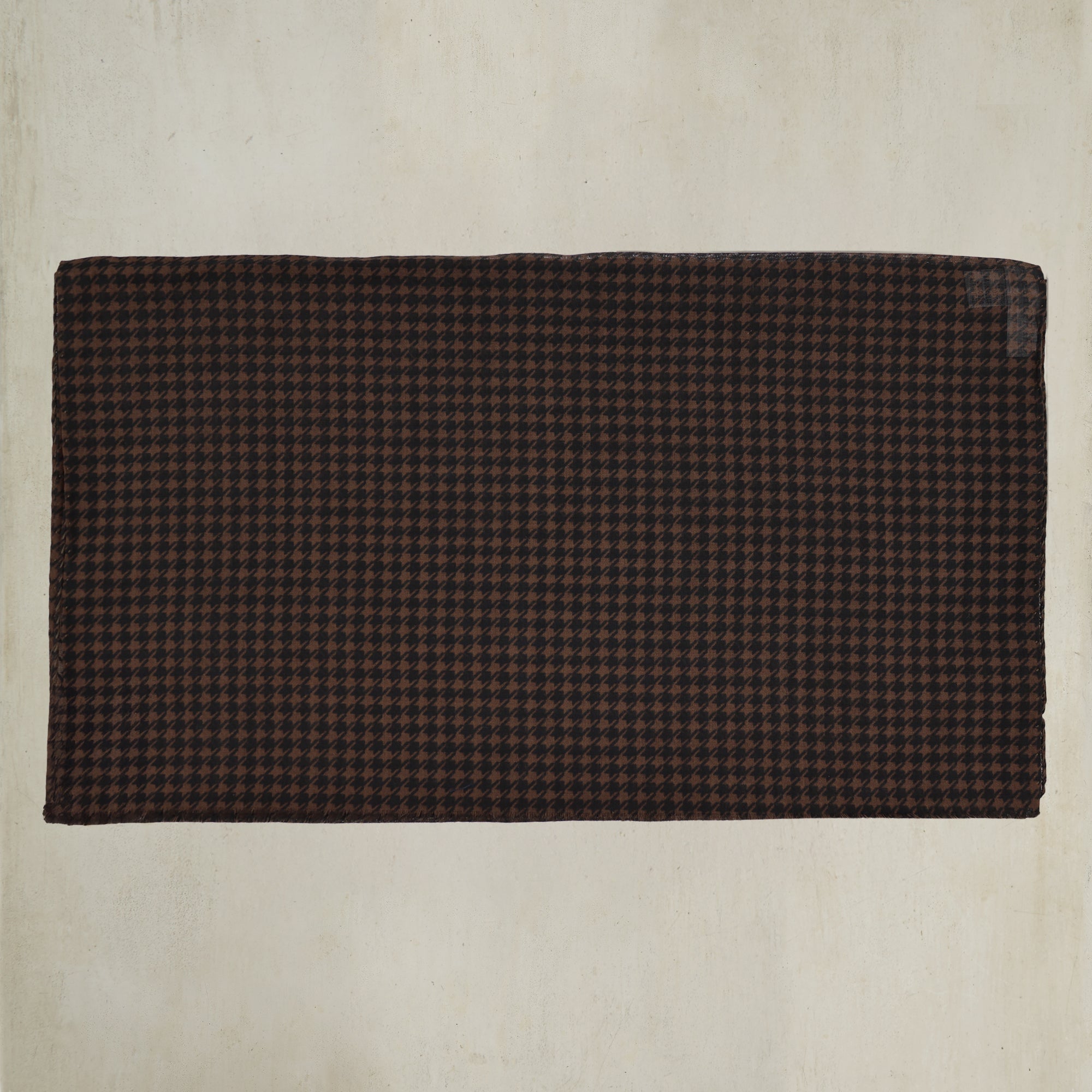 Houndstooth Print Cotton Scarf in Brown