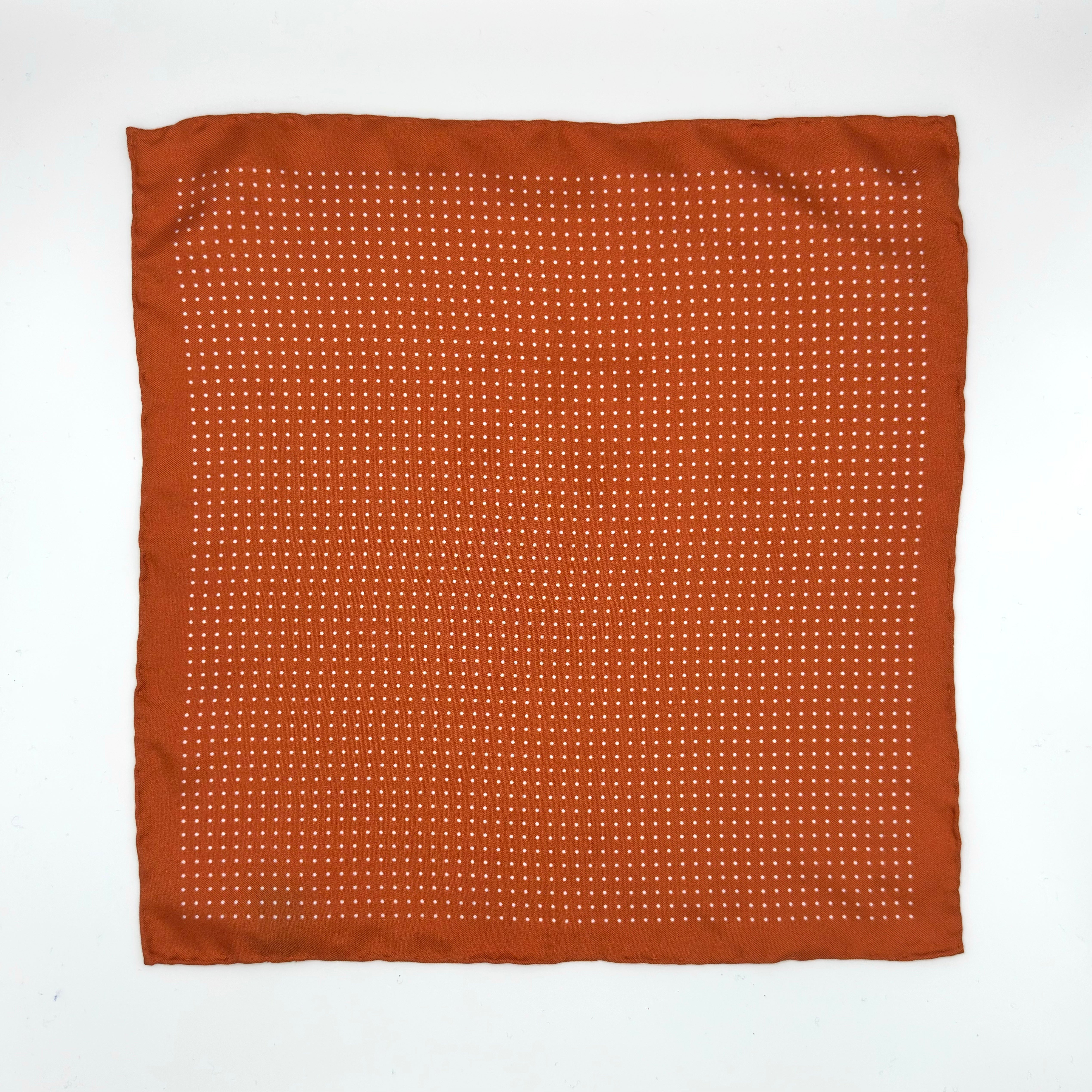 Silk Spotted Pocket Square  in Orange