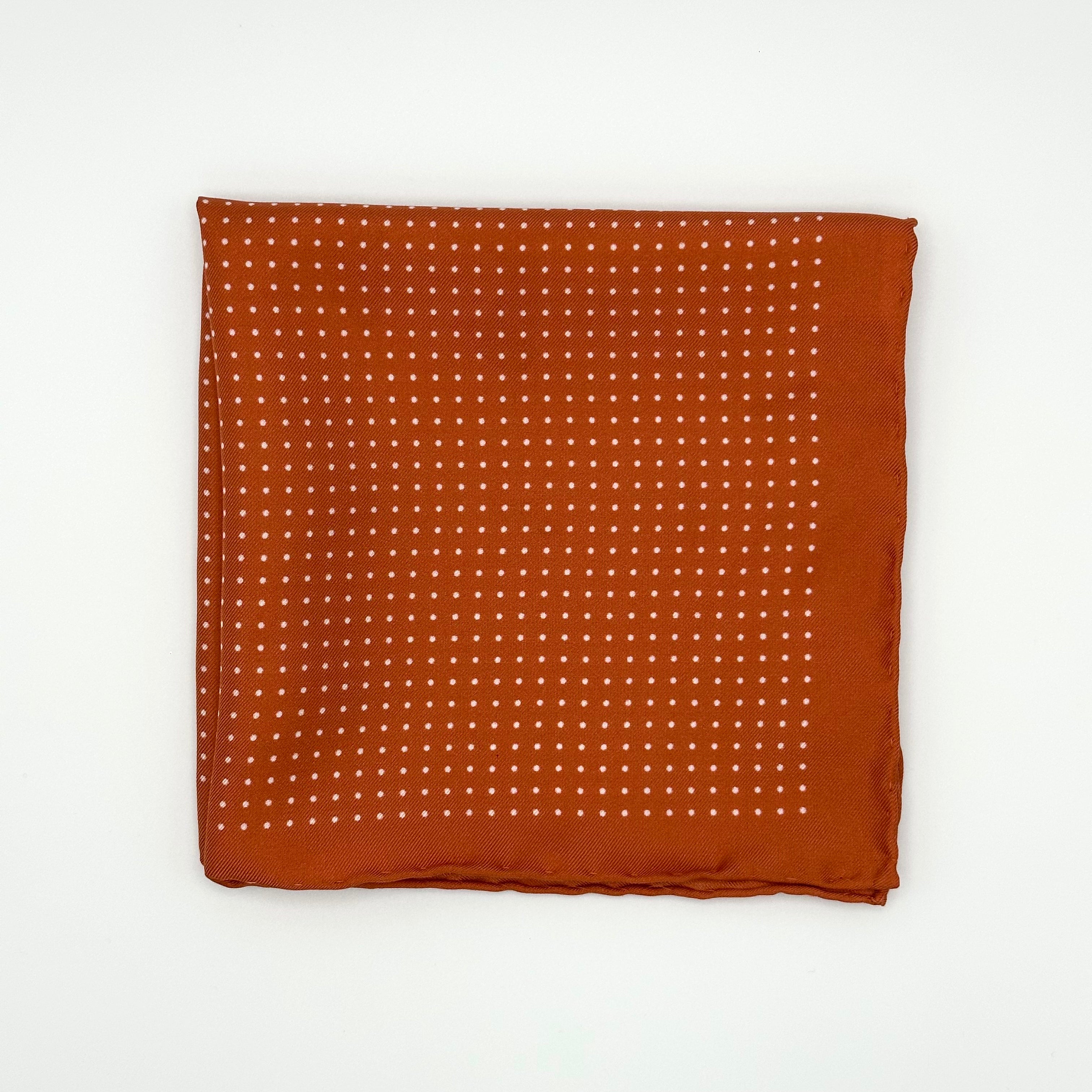 Silk Spotted Pocket Square  in Orange