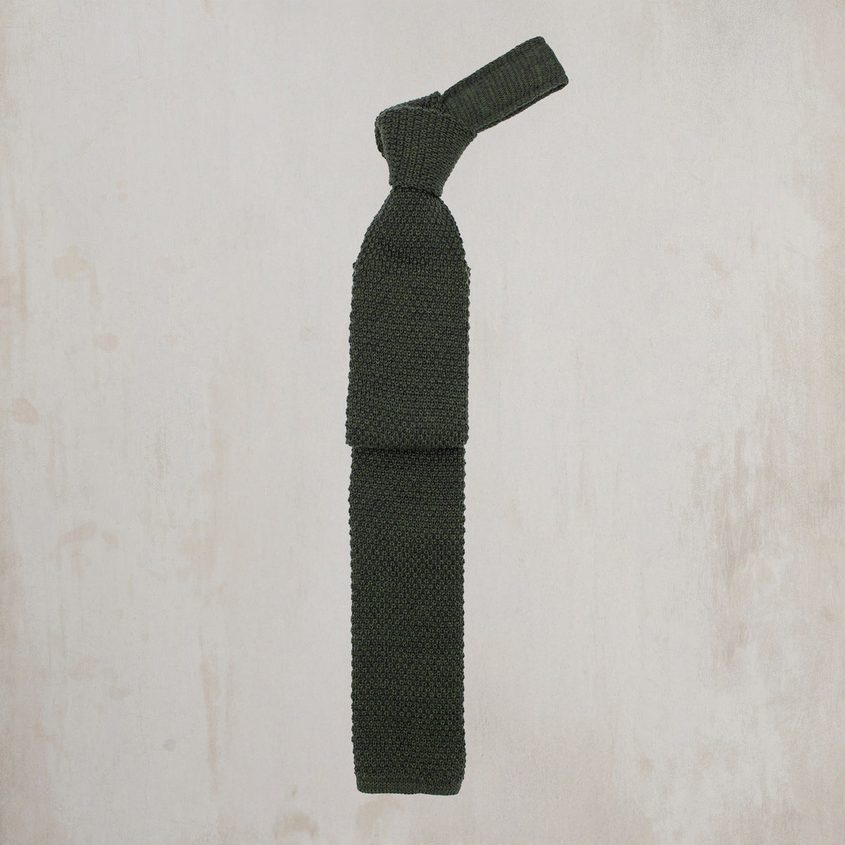 Knitted Woollen Tie in Dark Green