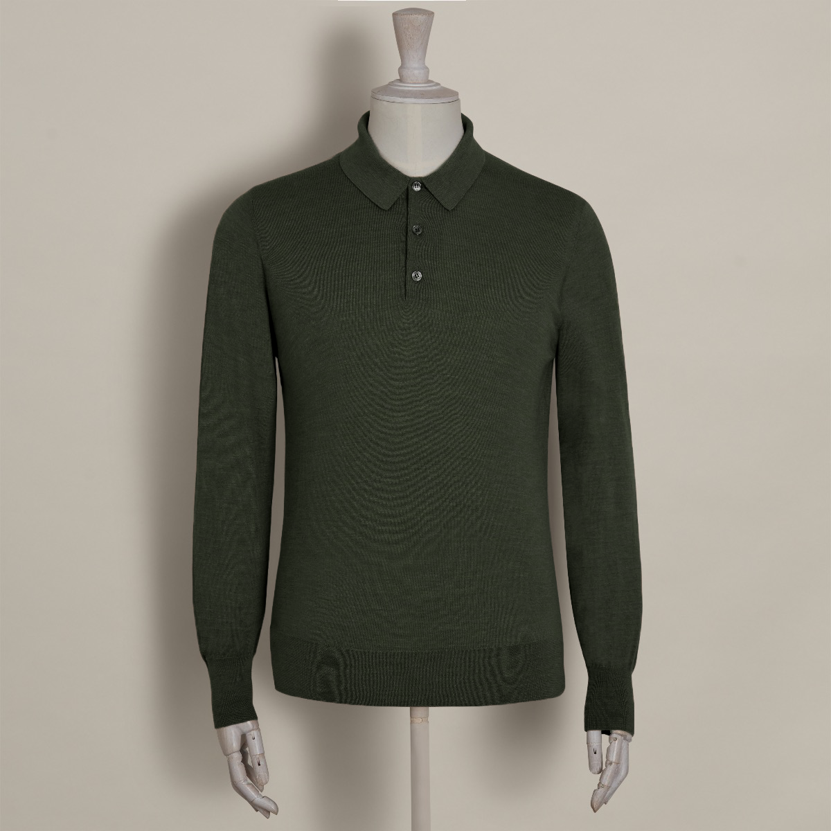 Lightweight Merino Polo Shirt In Dark Green