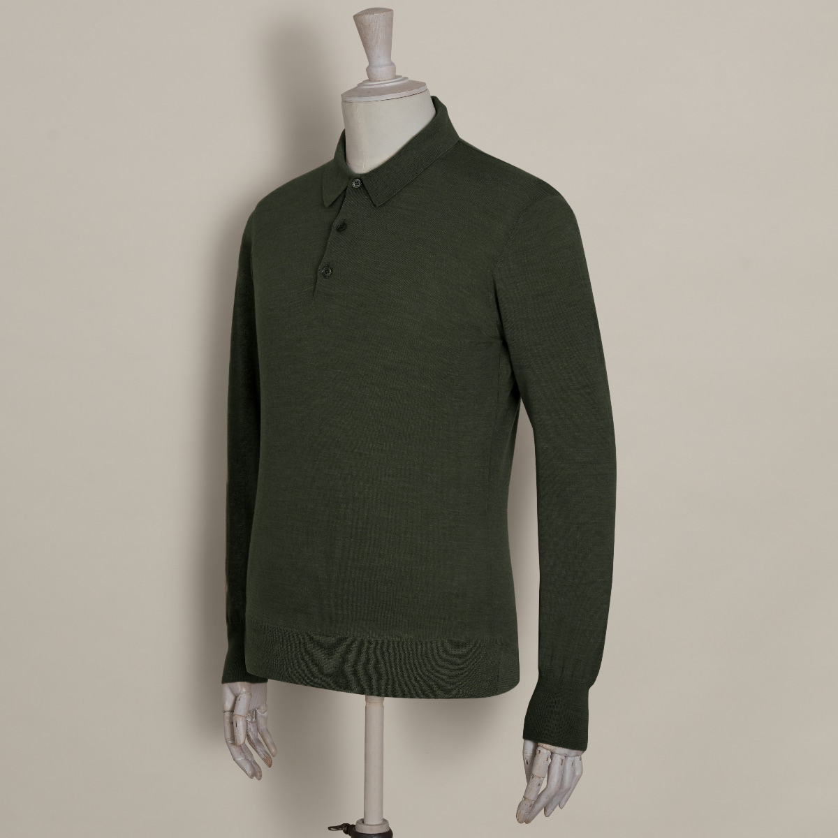 Lightweight Merino Polo Shirt In Dark Green