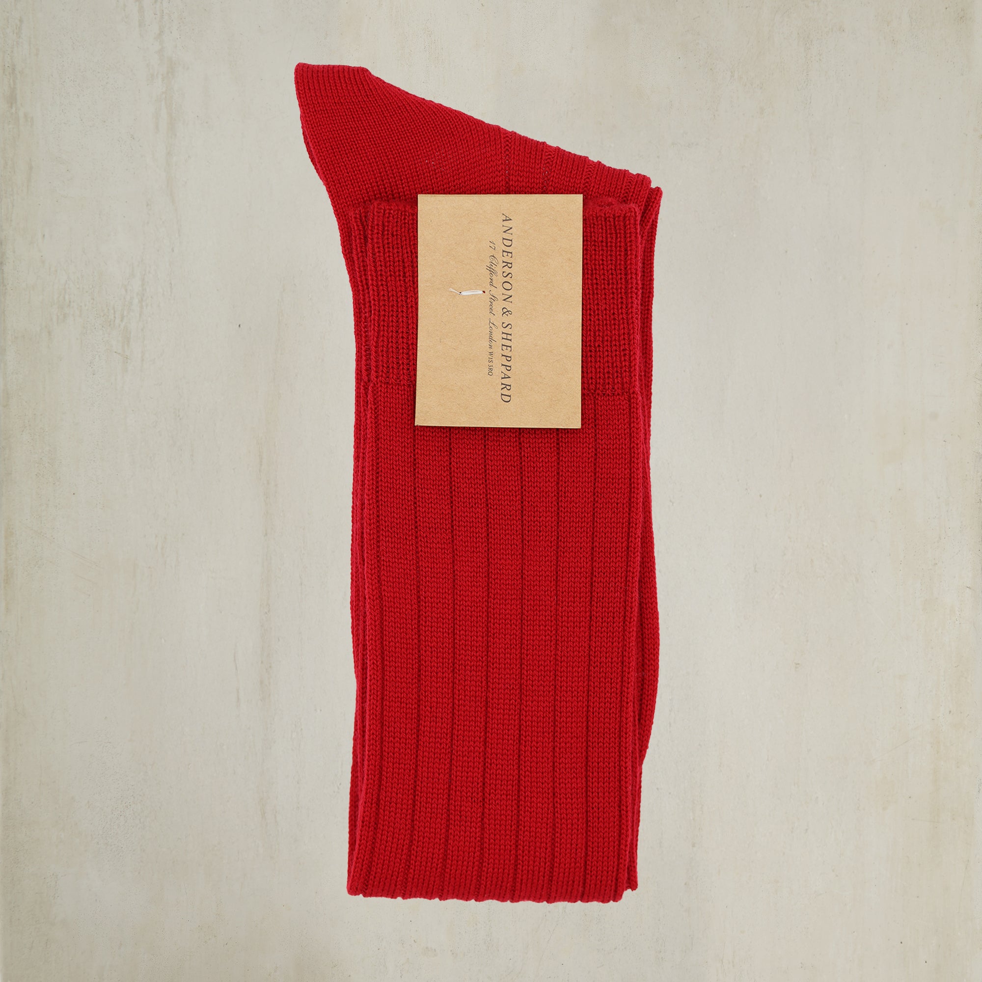 Long Wool Rib Socks In Dark Red