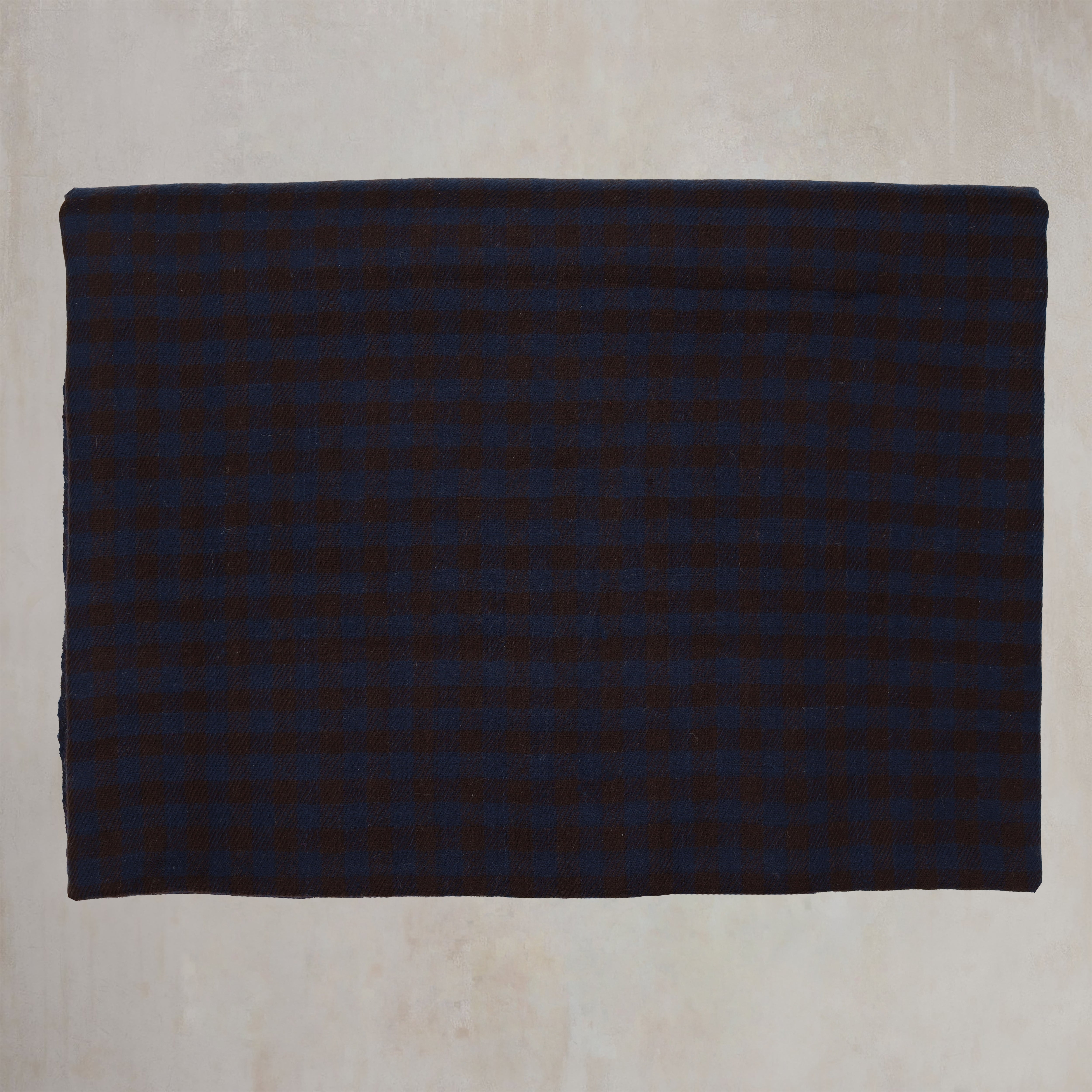 Mini Check Cashmere Scarf In Navy And Brown