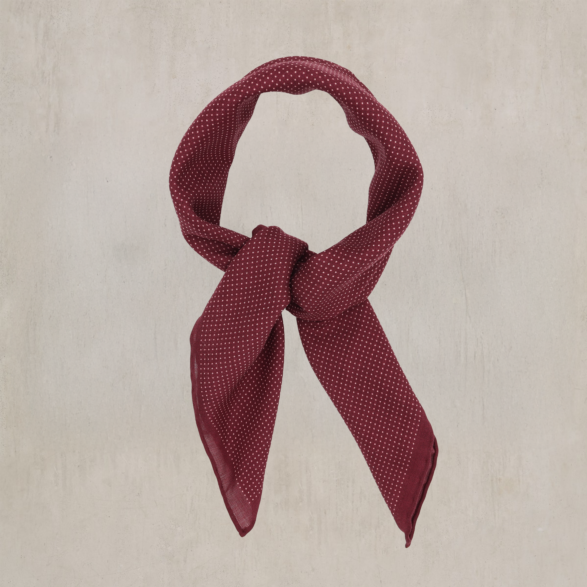 Wool and Silk Mini-Dot Neckerchief in Burgundy